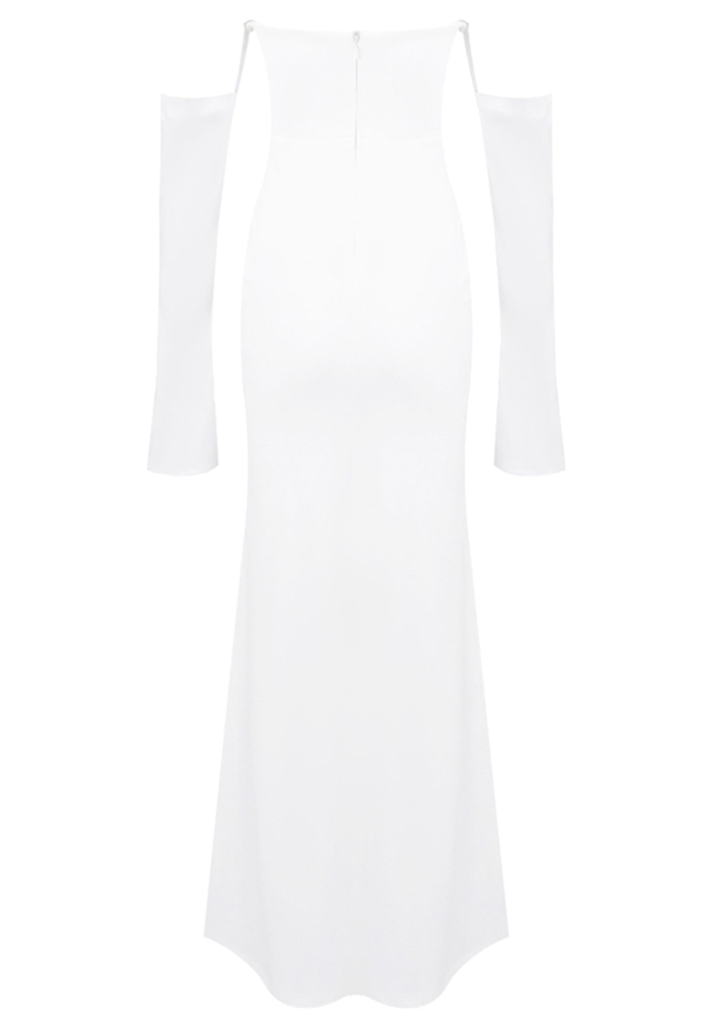 Radka Long Sleeve Strapless Draped Maxi Dress In White