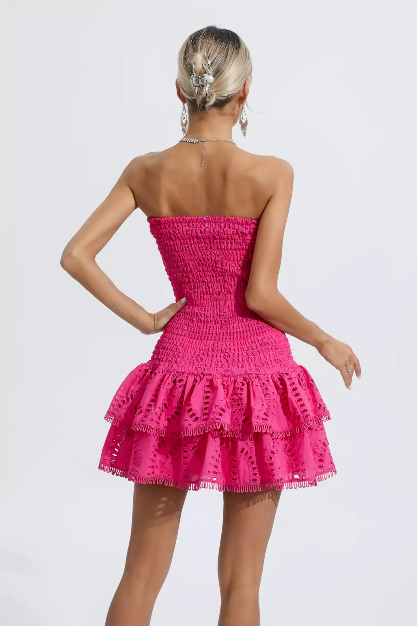 Marceau Ruffle Mini Dress In Rose Red