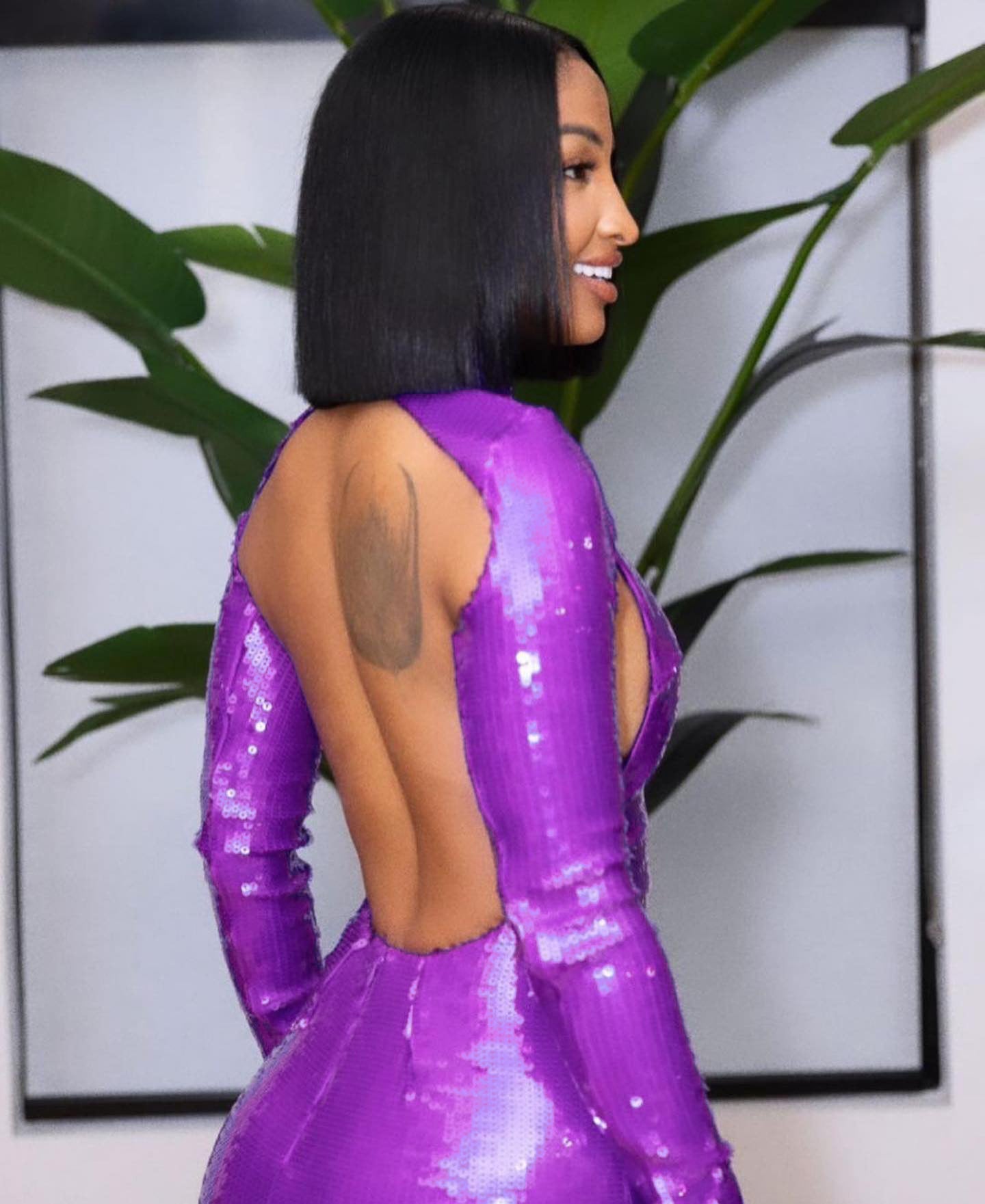 Juliet Long Sleeve Sequin Backless Dress Purple