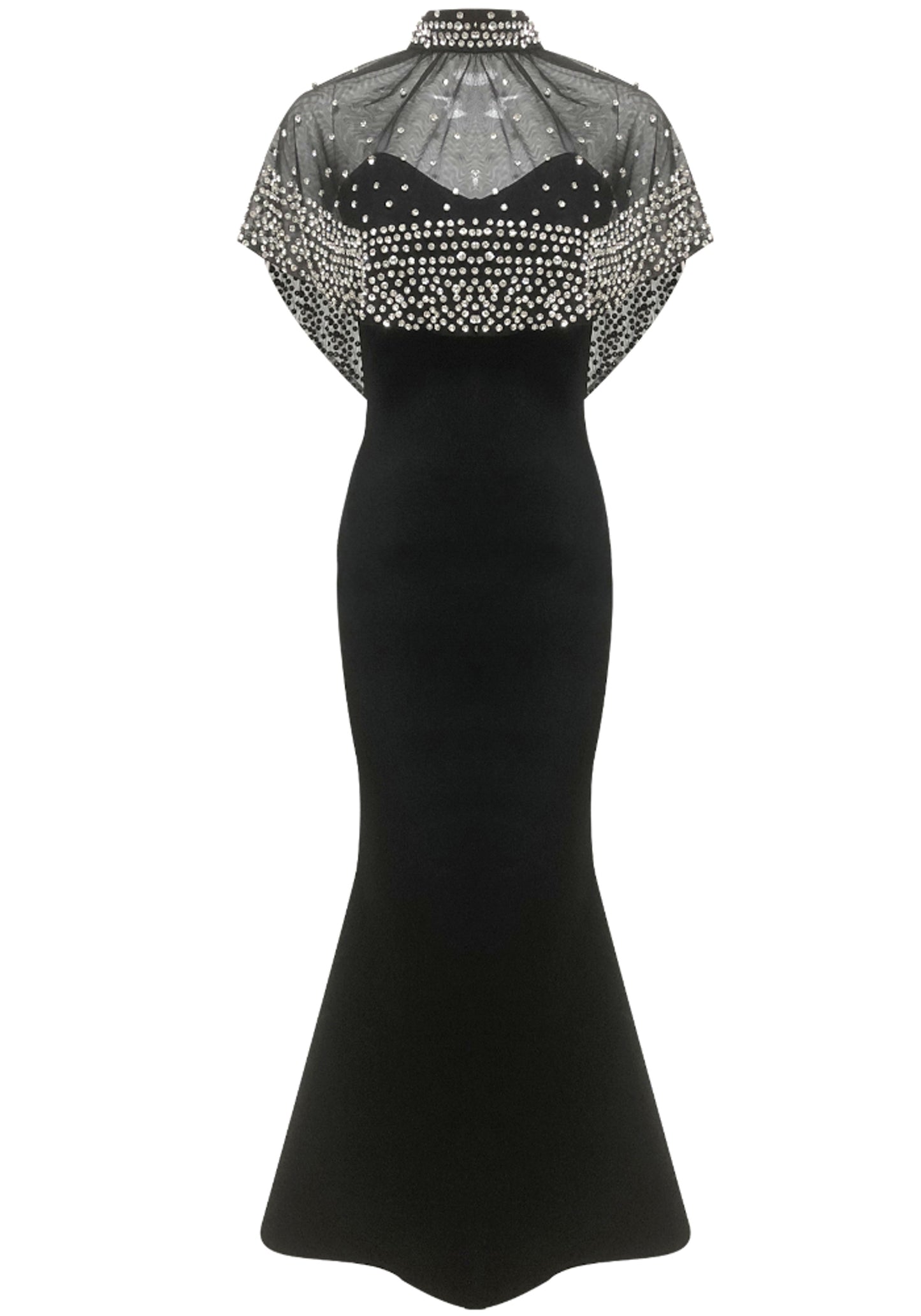 Lavali Crystal Overlay Maxi Dress In Black