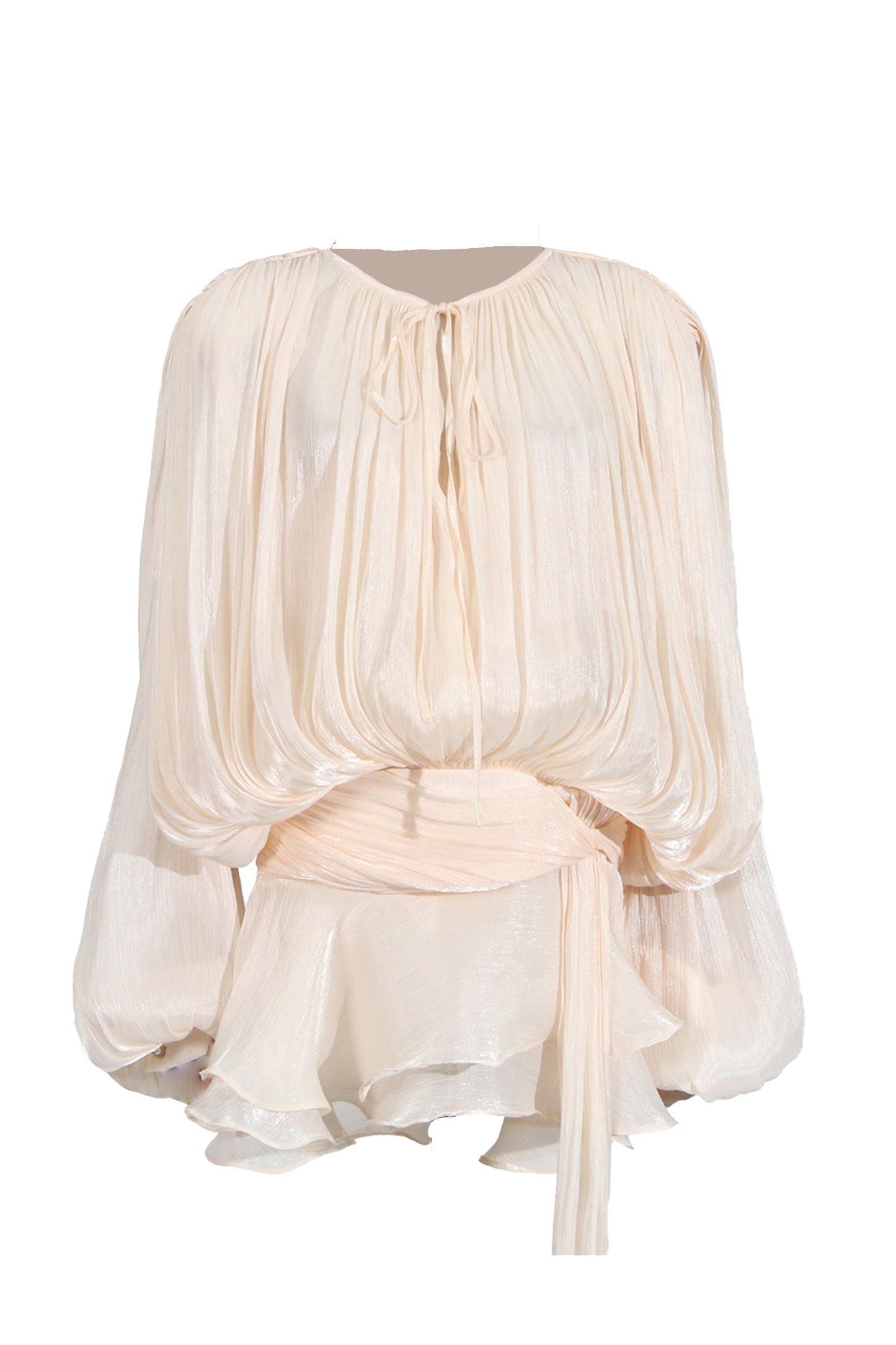 Erythia Long Sleeve Mini Dress In Apricot