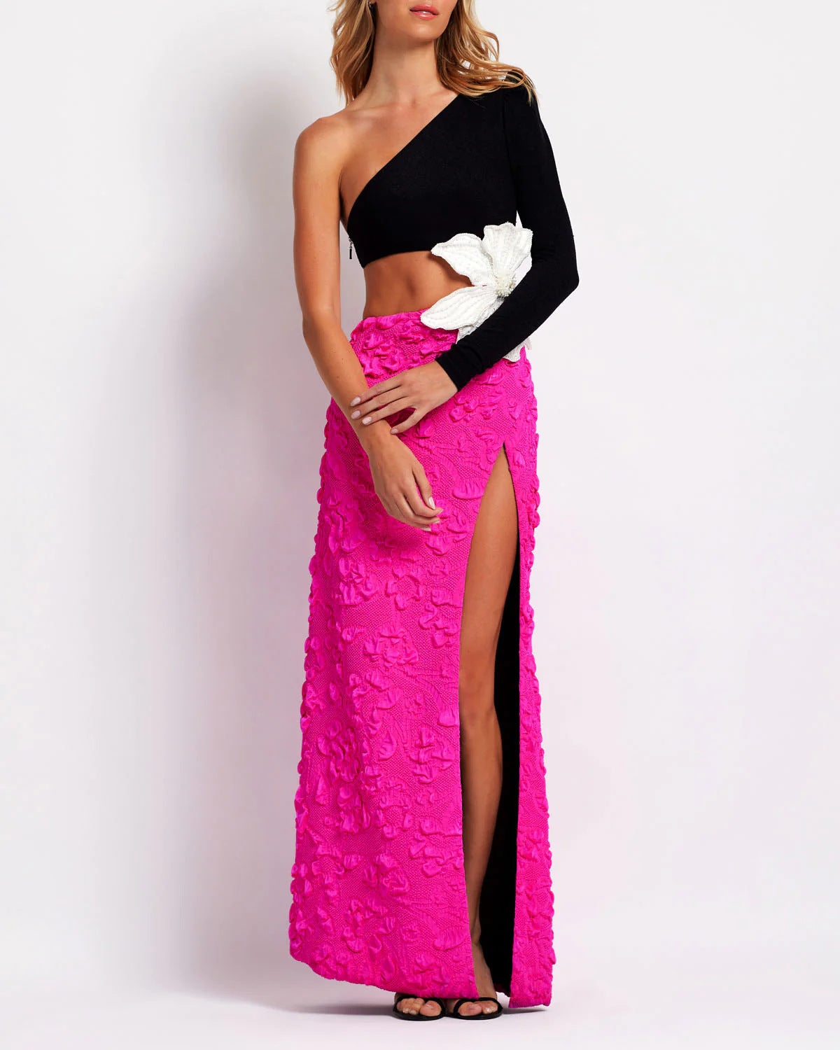 Unika Colorblock Beaded Floral One-Shoulder Bandage Maxi Dress Night Novas Unika Colorblock Beaded Floral One-Shoulder Bandage Maxi Dress Night Novas