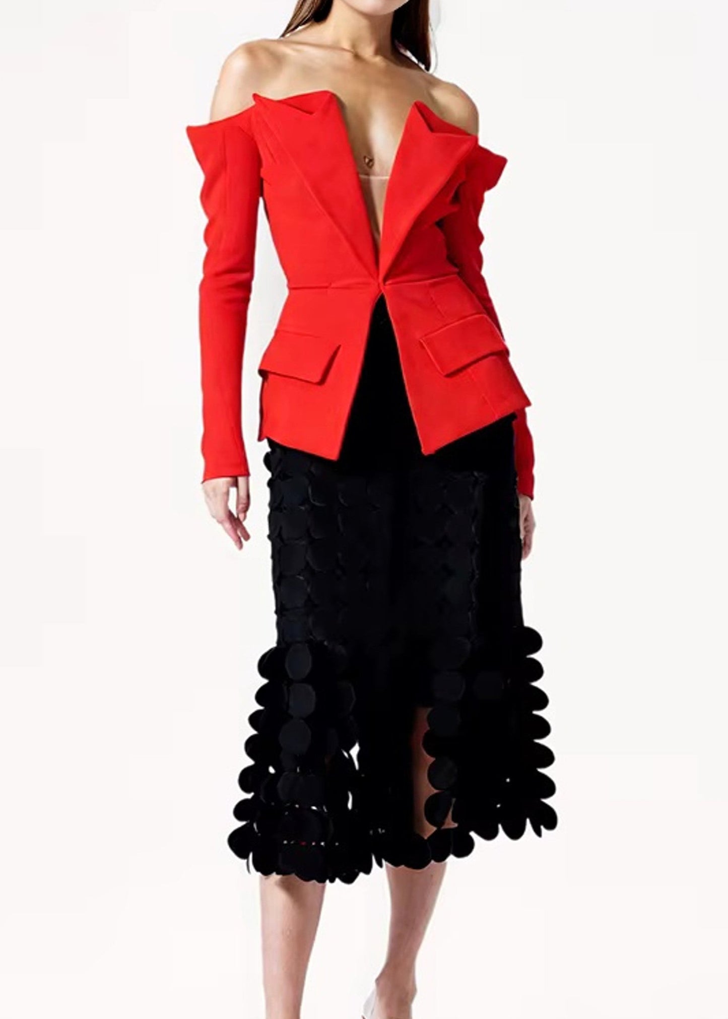 Asbury Long Sleeve Blazer In Red