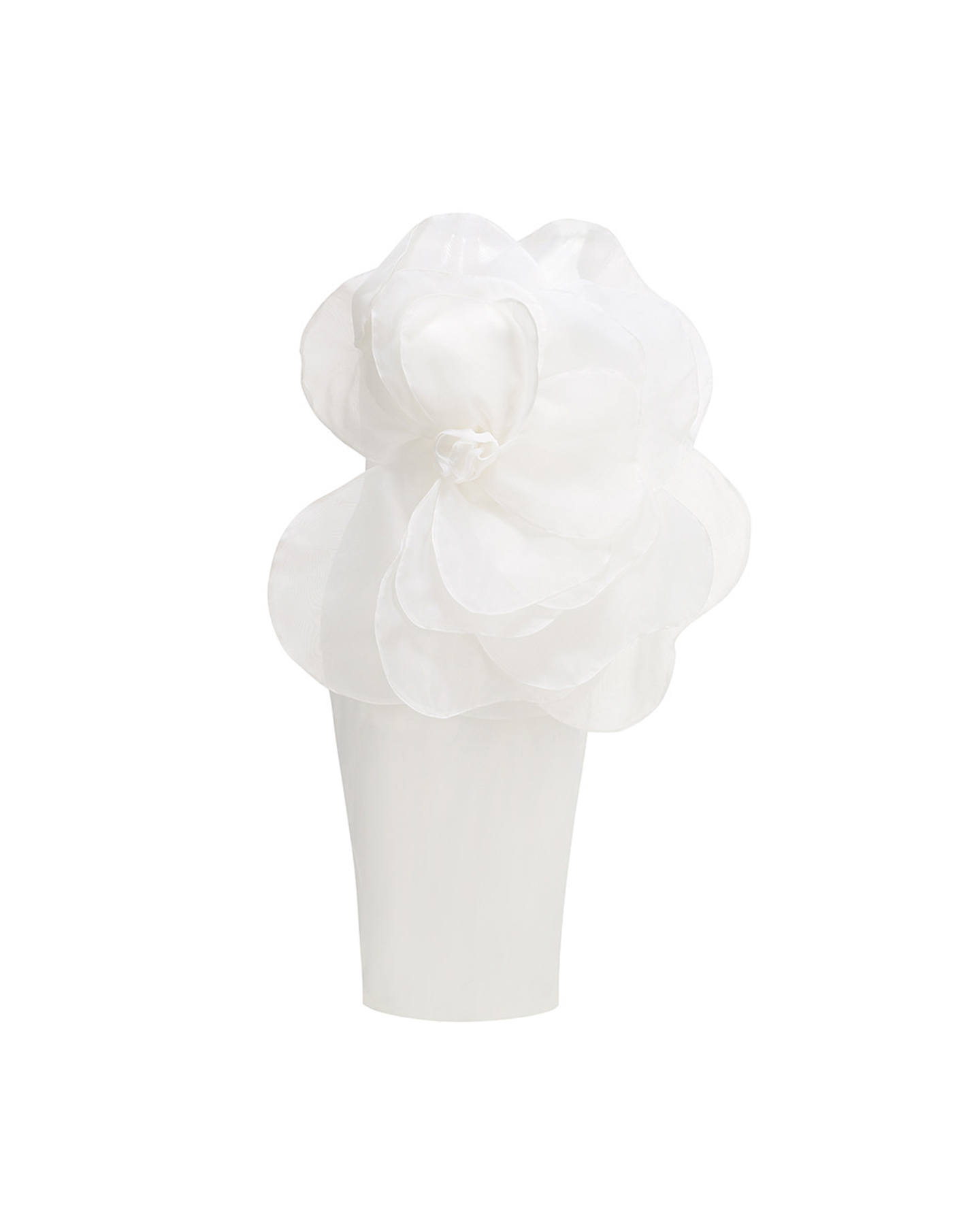 Zayne Mesh Flower One Shoulder Midi Dress In White
