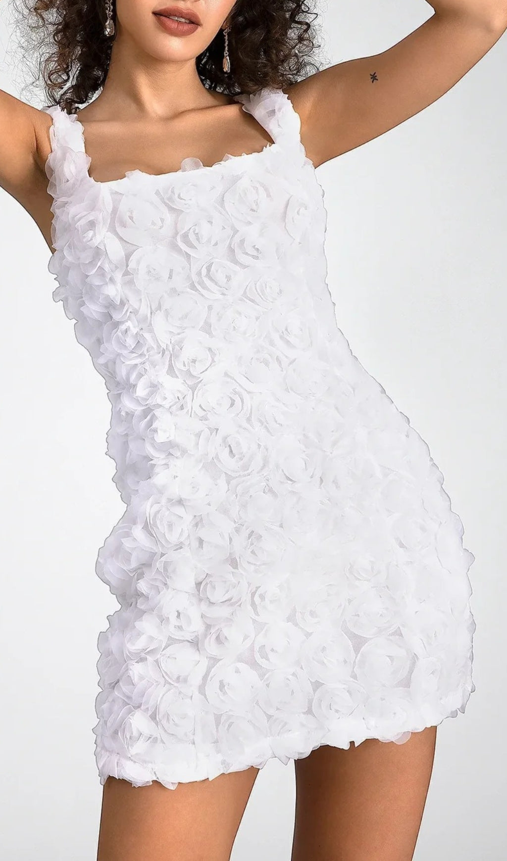 AQUATA WHITE FLOWER MINI DRESS-FLOWERING GIRL
