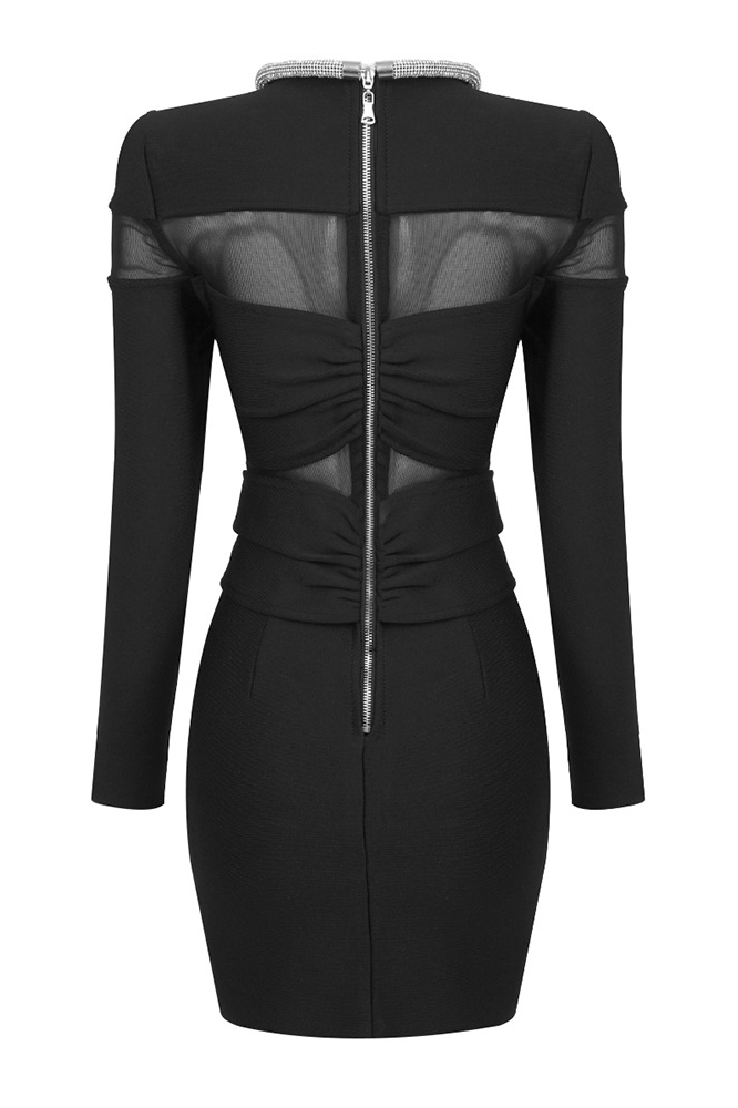 Gricely Bow Mesh Dress In Black