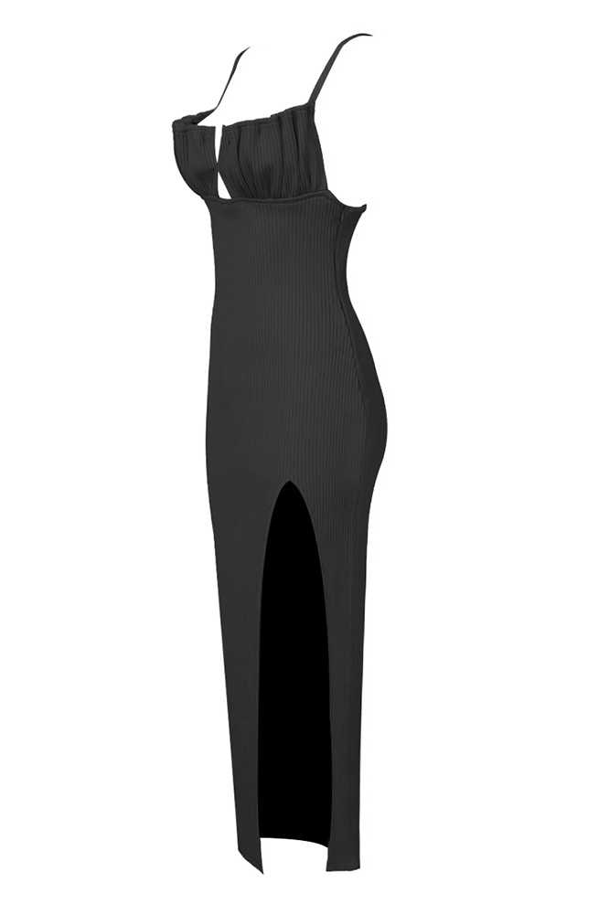 Agnes Shell Breast Knitted Midi Dress In Black