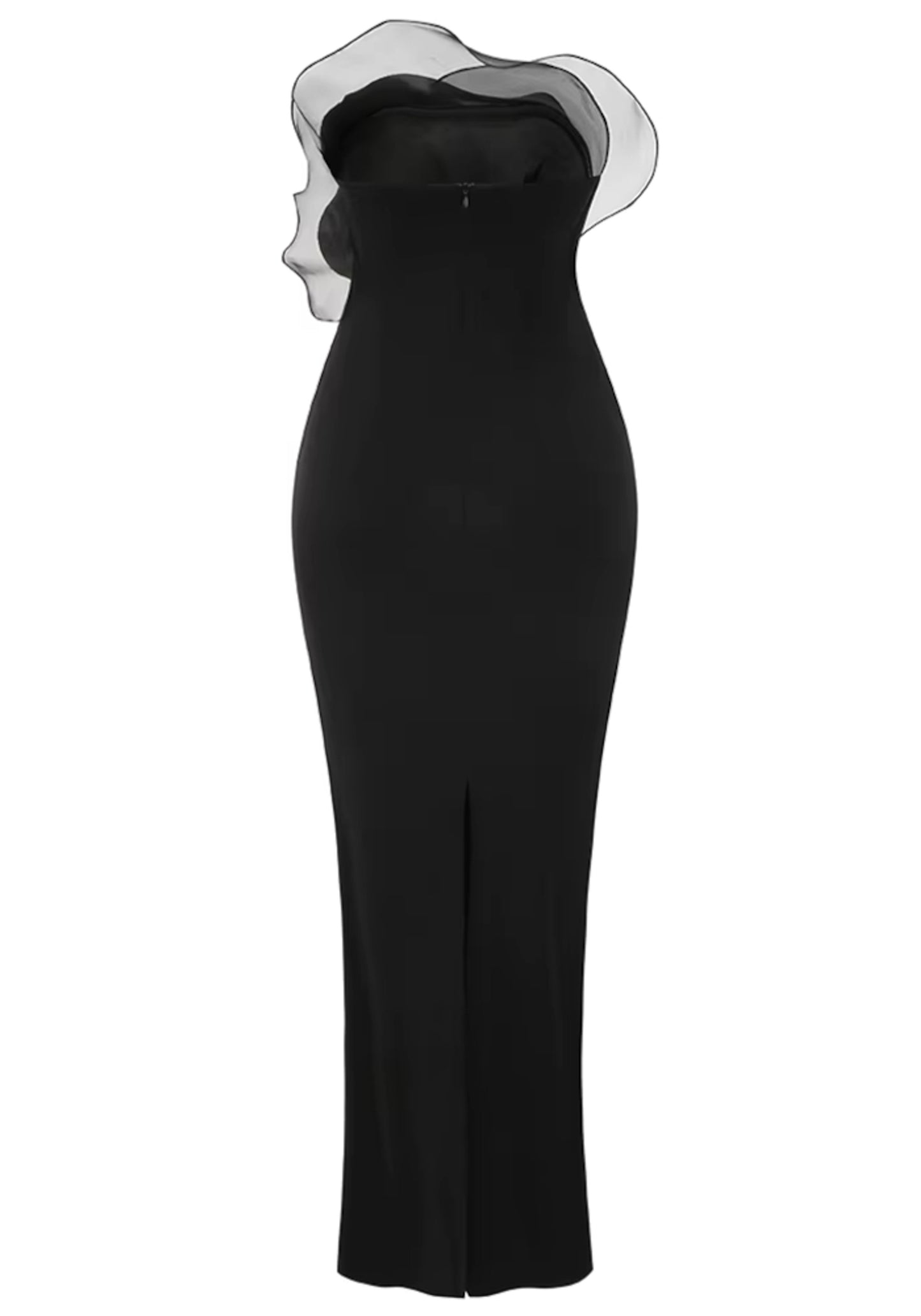 Cathee Strapless Petals Maxi Dress In Black