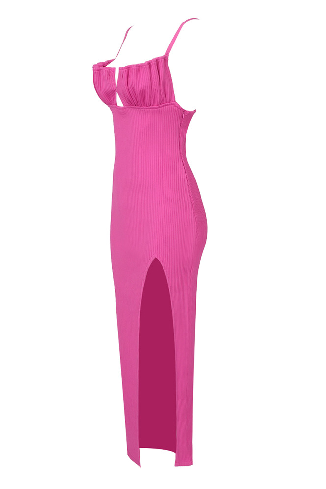 Agnes Shell Breast Knitted Midi Dress In Pink
