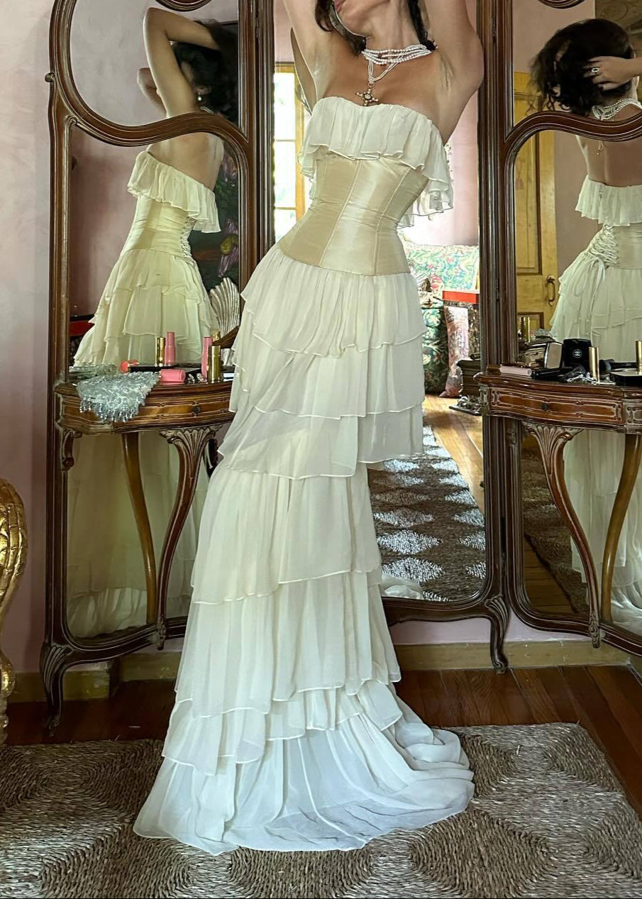 Koper Corseted Chiffon Maxi Dress Two-Piece Set