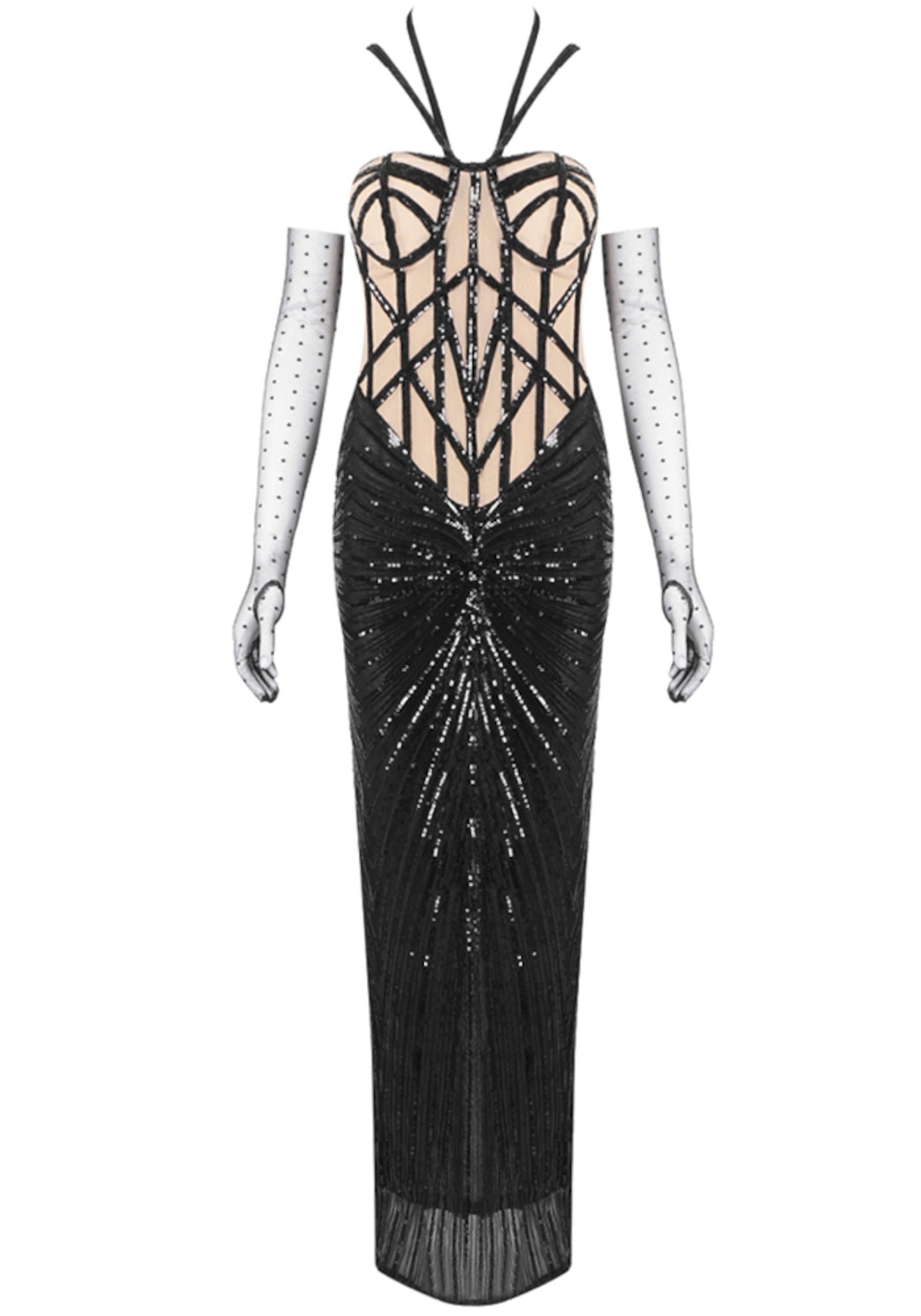 Liselotte Halter Sequin Maxi Dress Black In Nude