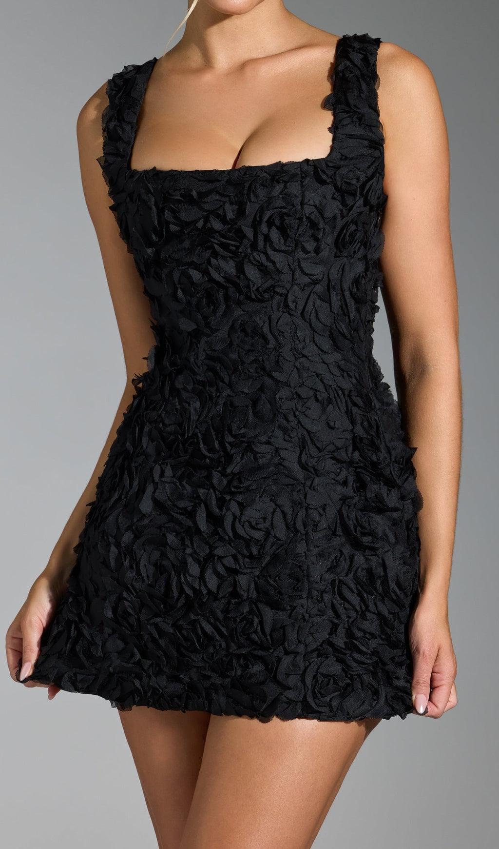 AQUATA BLACK FLOWER MINI DRESS-FLOWERING GIRL