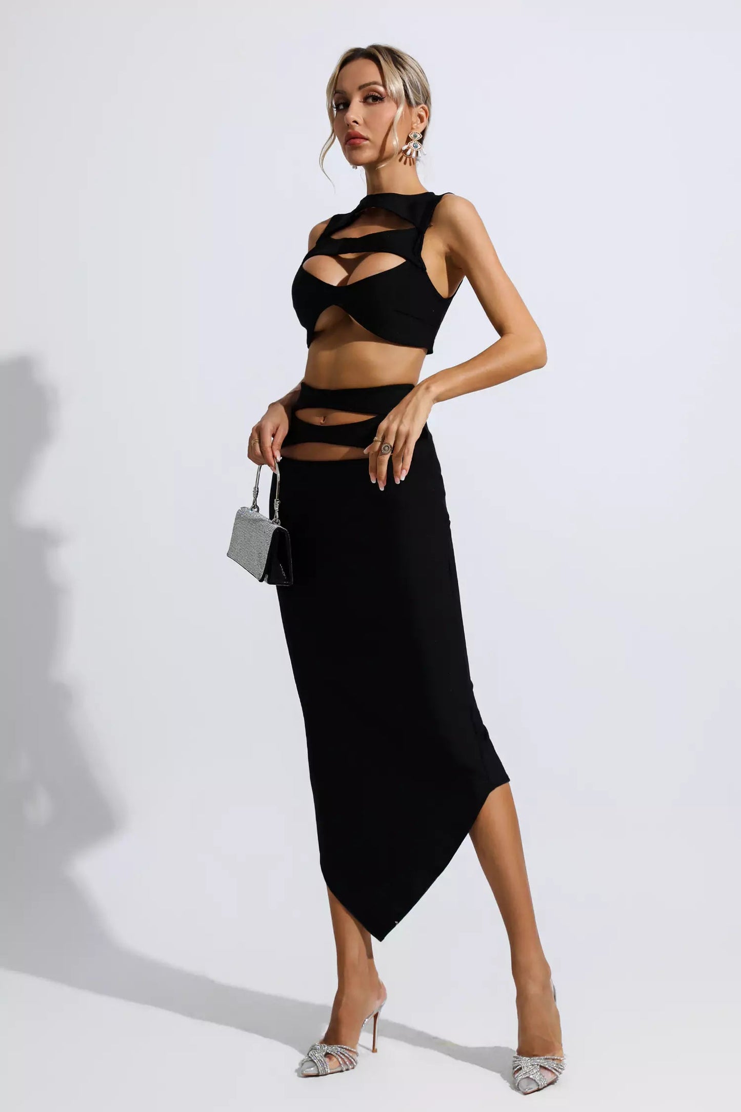 Mopaka Cutout Bandage Set In Black