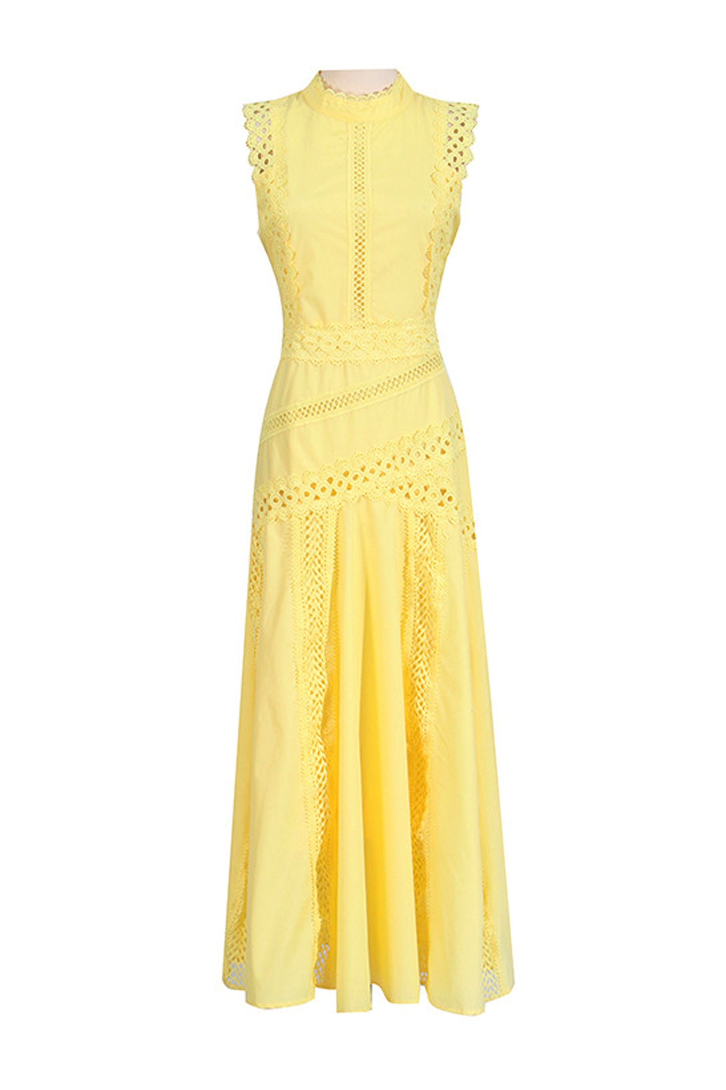 Ravella Sleeveless Lace Dress In Yellow