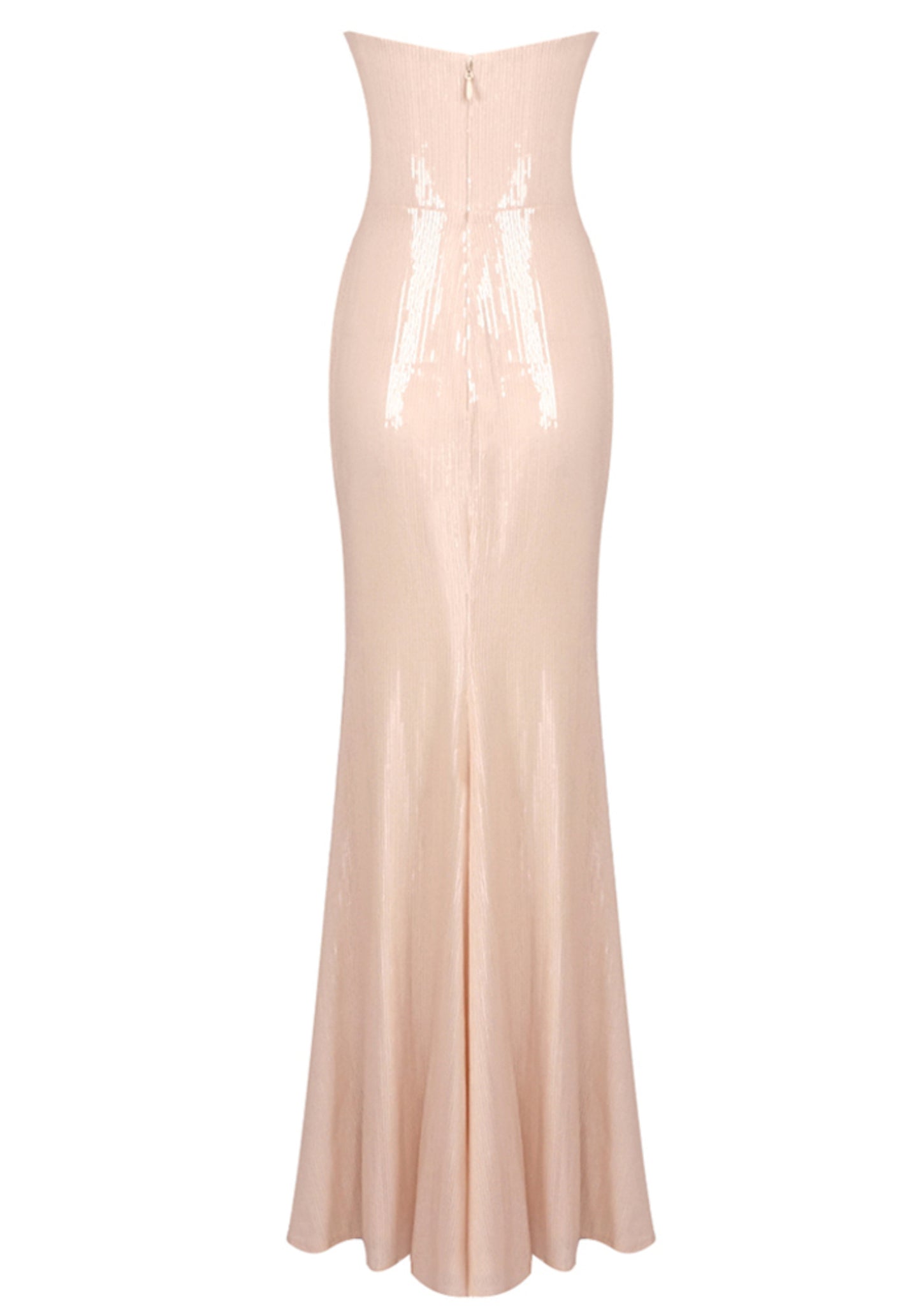 Blamey Strapless Structured Sequin Maxi Dress In Nude