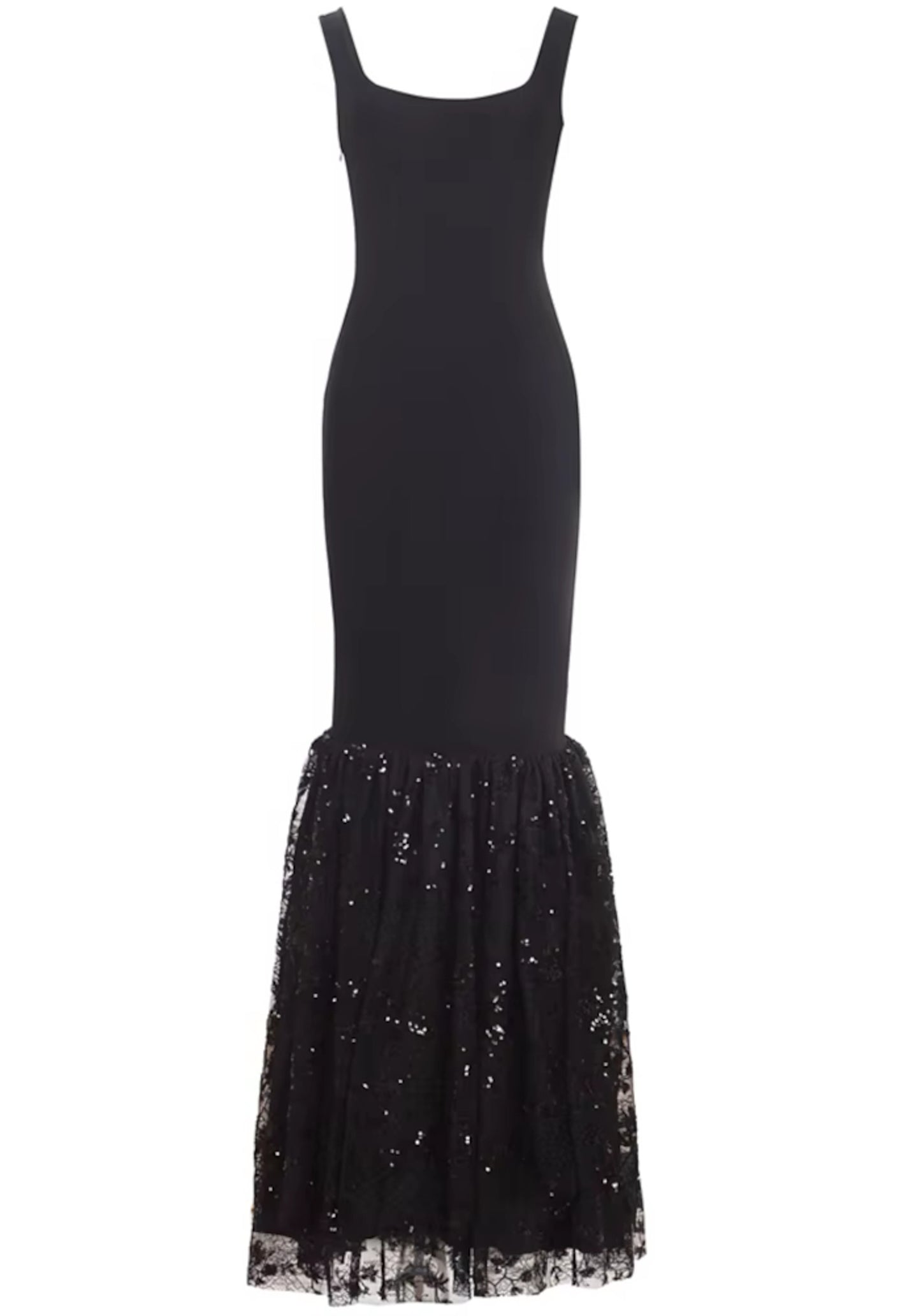 Akilina Mermaid Sequin Lace Maxi Dress In Black