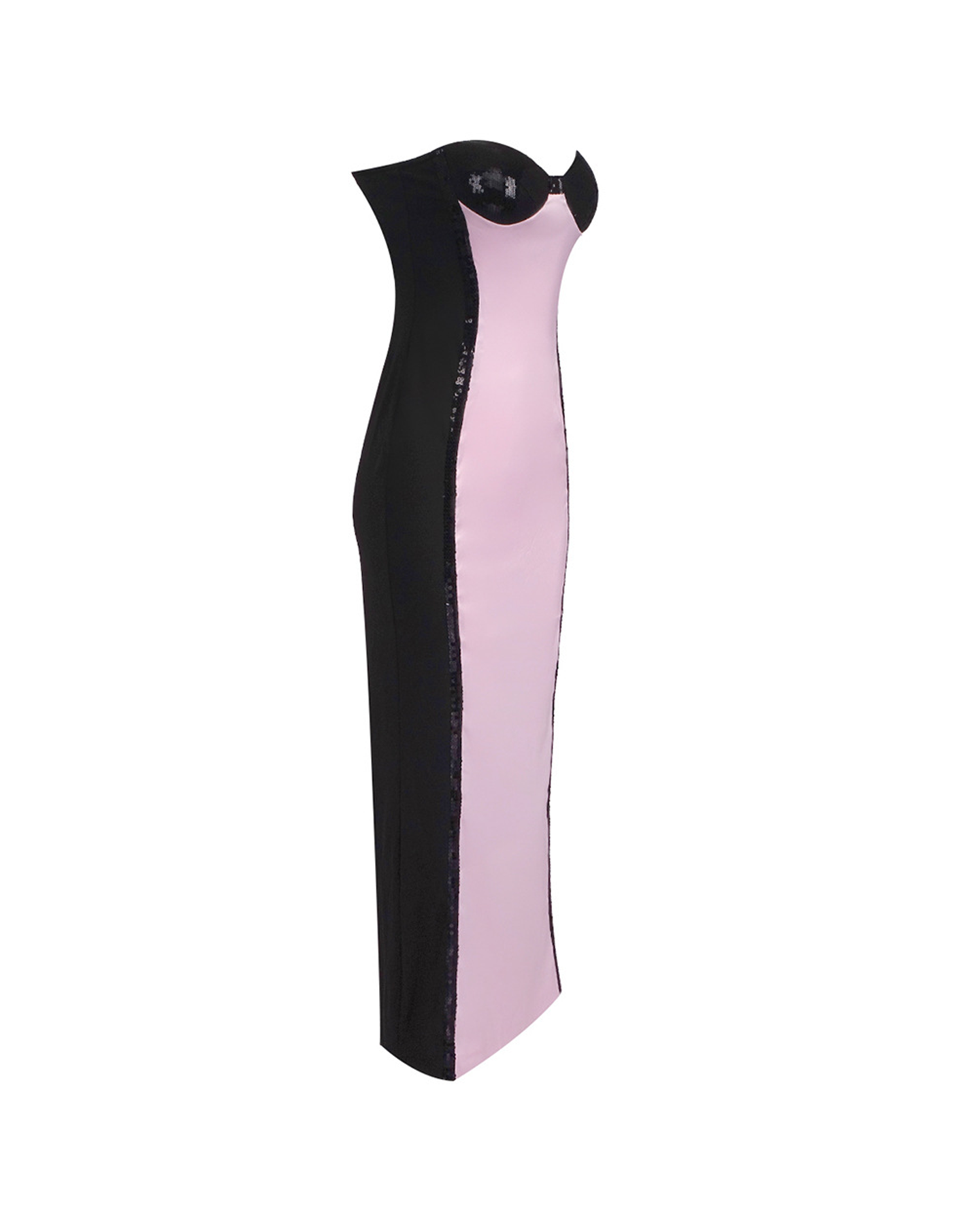 Cathan Strapless Sequin Bustier Maxi Dress In Pink