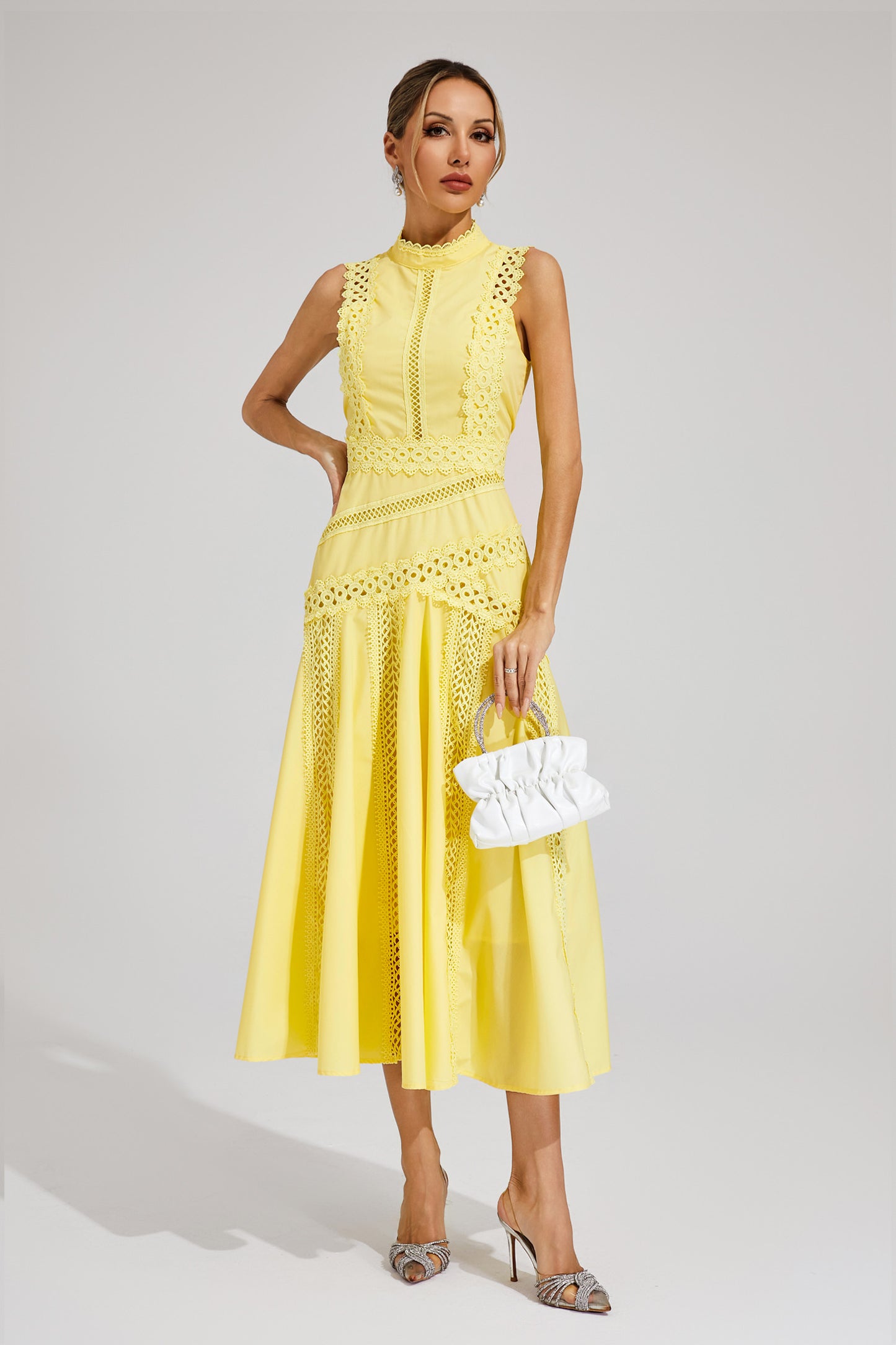Susanna Yellow Sleeveless Lace Dress
