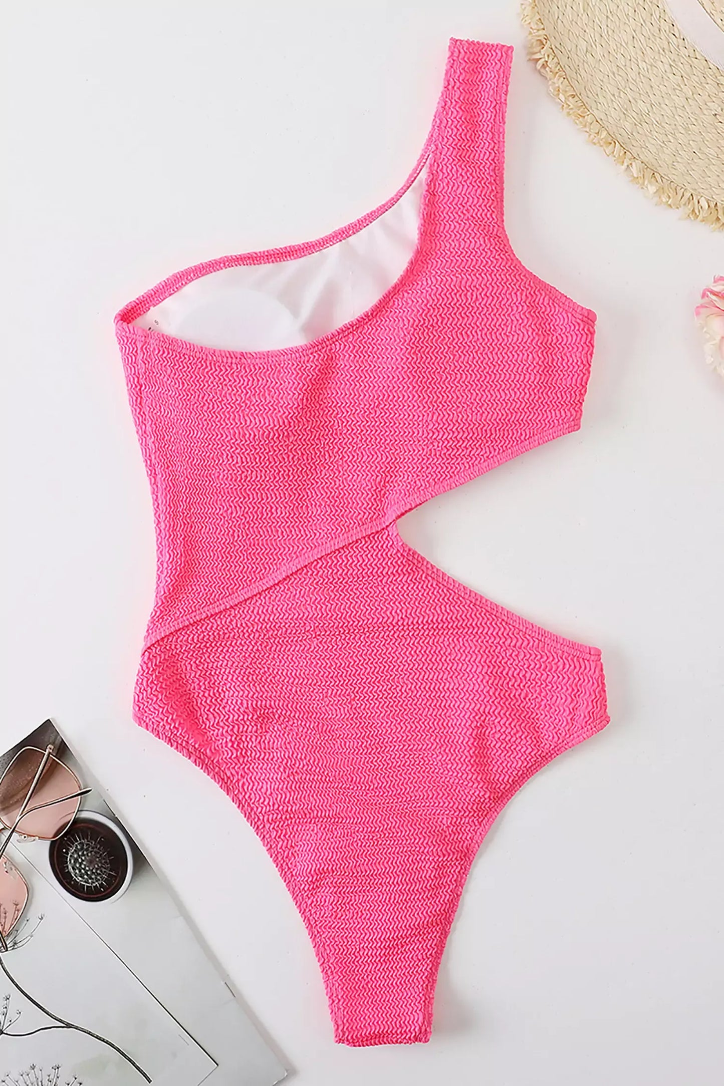 Tadeo One Shoulder Cutout Swimwear In Pink
