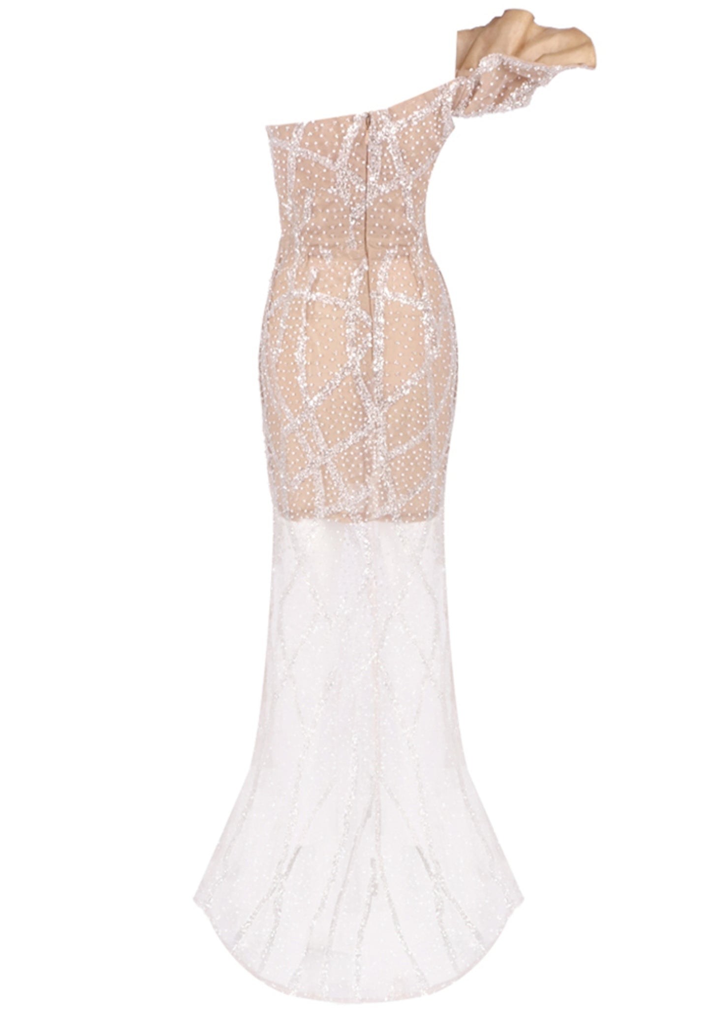 Cyrviel One Shoulder Sequin Maxi Dress In Nude