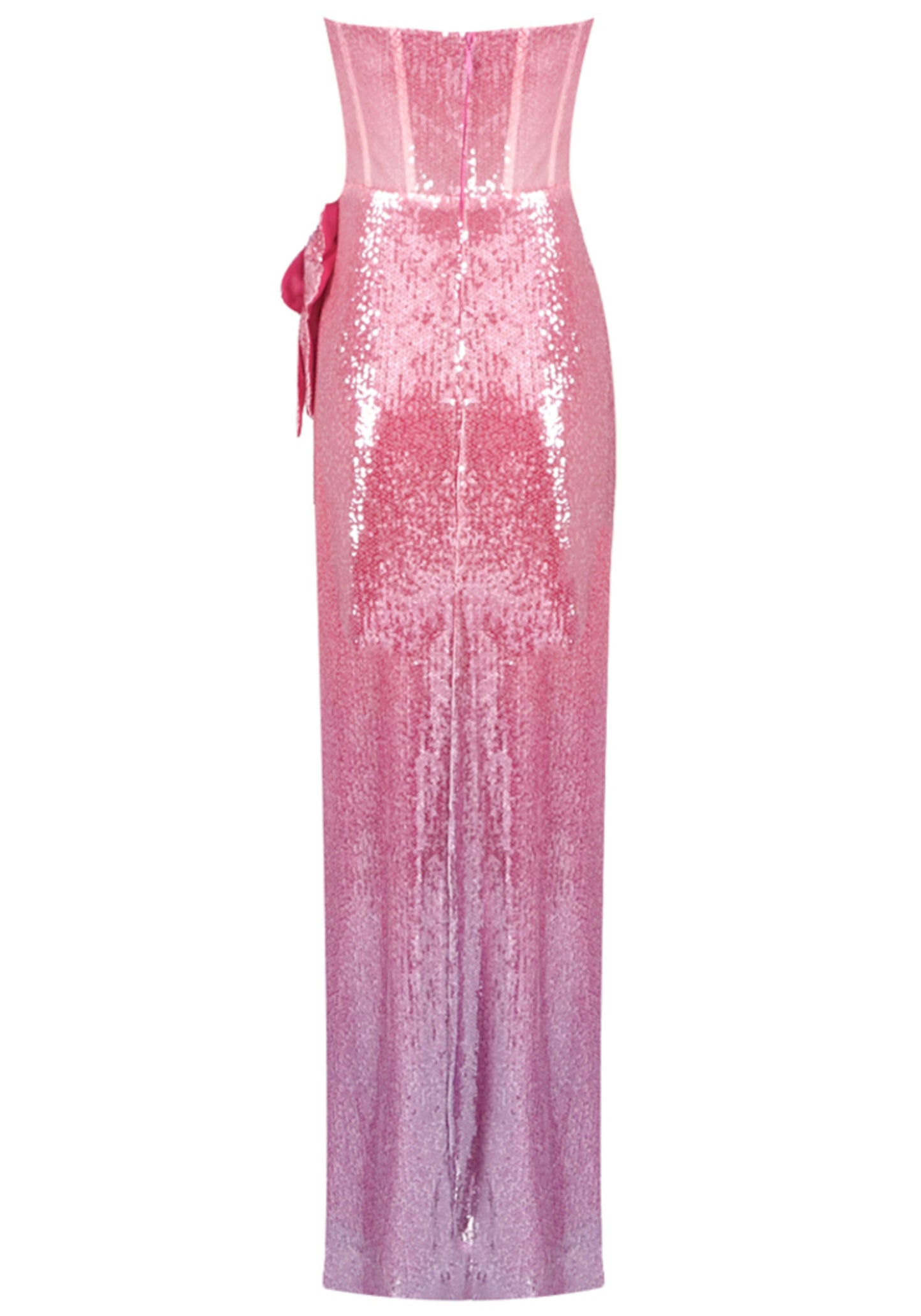 Caelith Strapless Floral Sequin Maxi Dress Hot In Pink