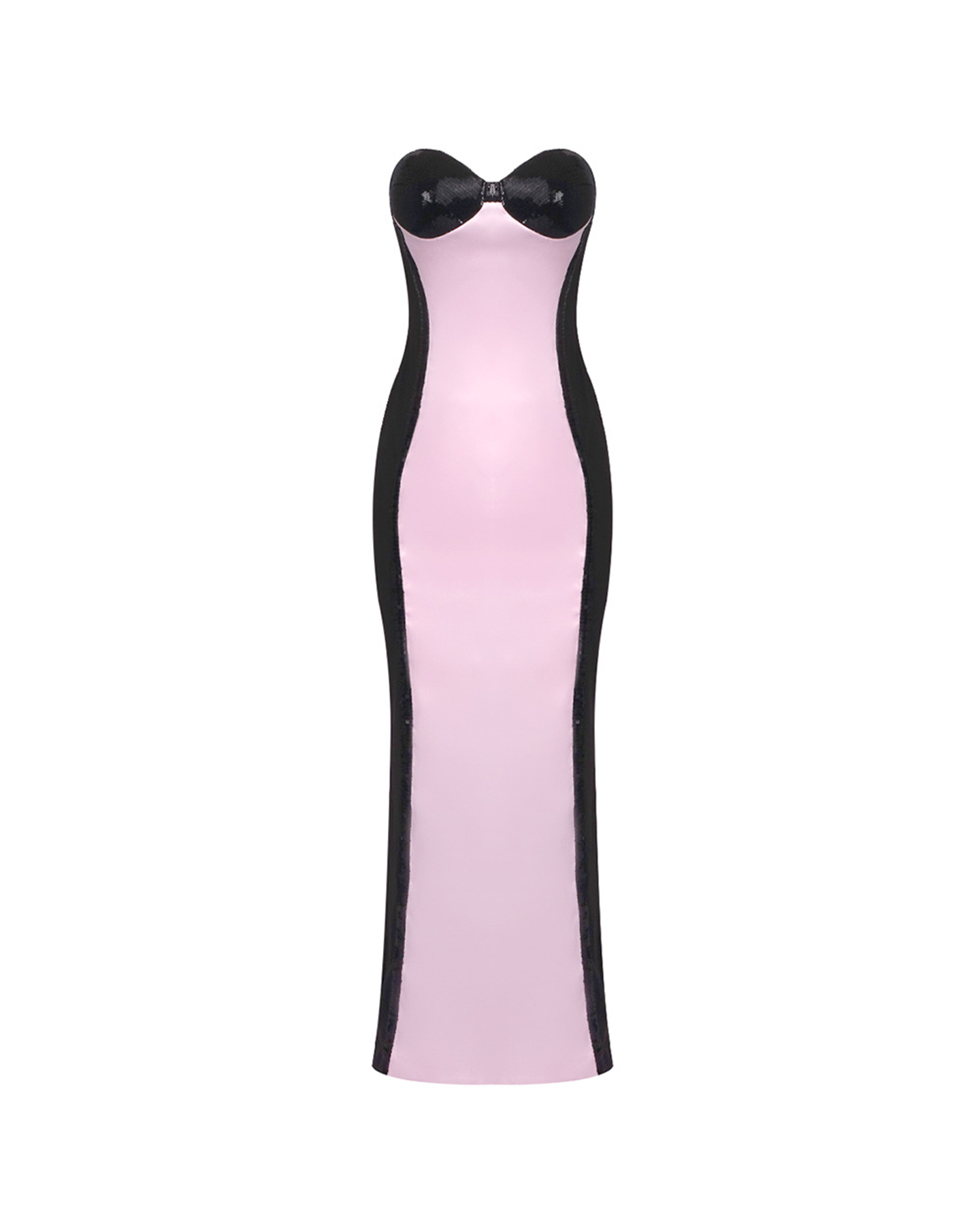 Cathan Strapless Sequin Bustier Maxi Dress In Pink
