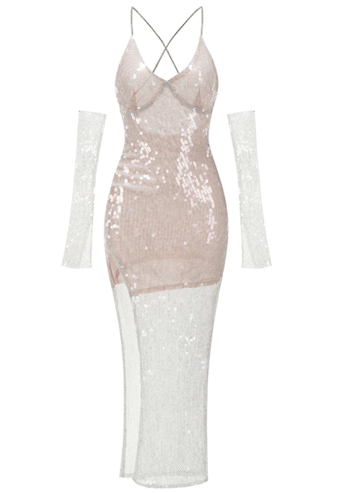 Reika Sequin Maxi Dress In Nude