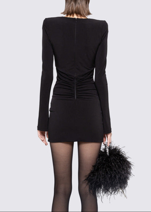 Aeloria Crystal-Embellished Cutout Mini Dress In Black