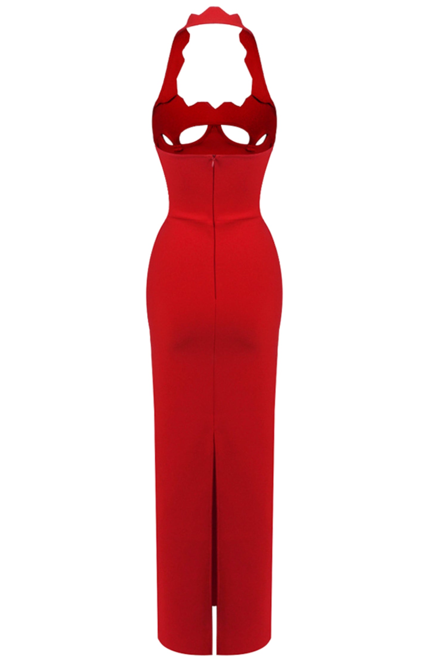 Bakir Halter Cutout Bustier Maxi Dress In Red