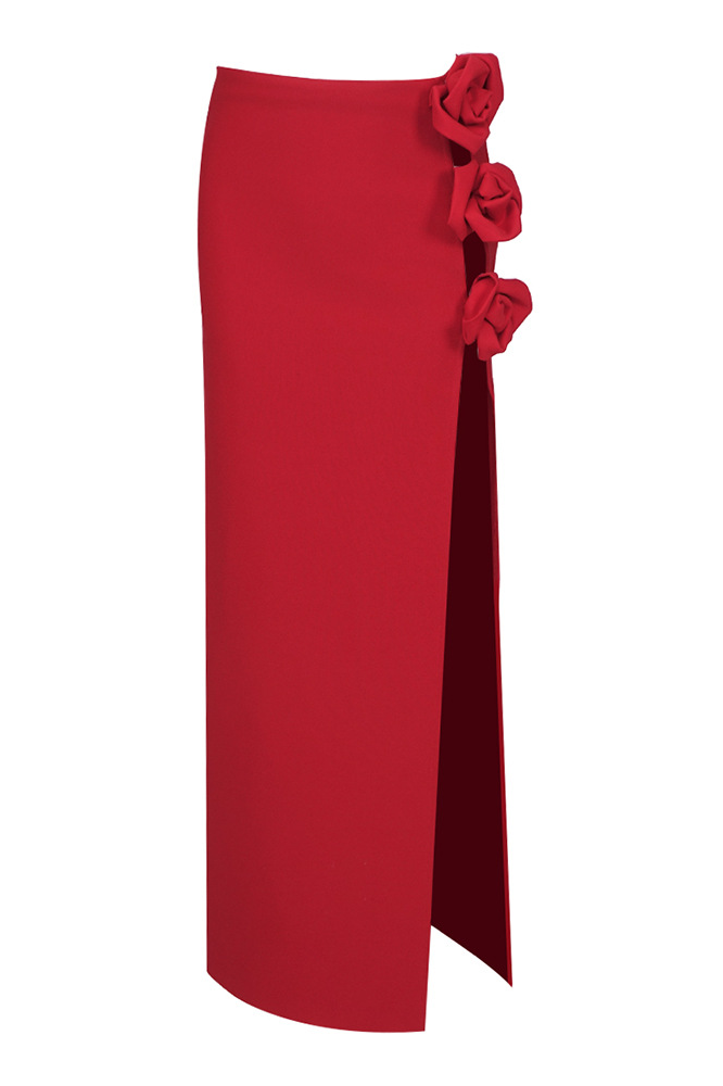 Bethany Floral-Appliqué Midi Skirt