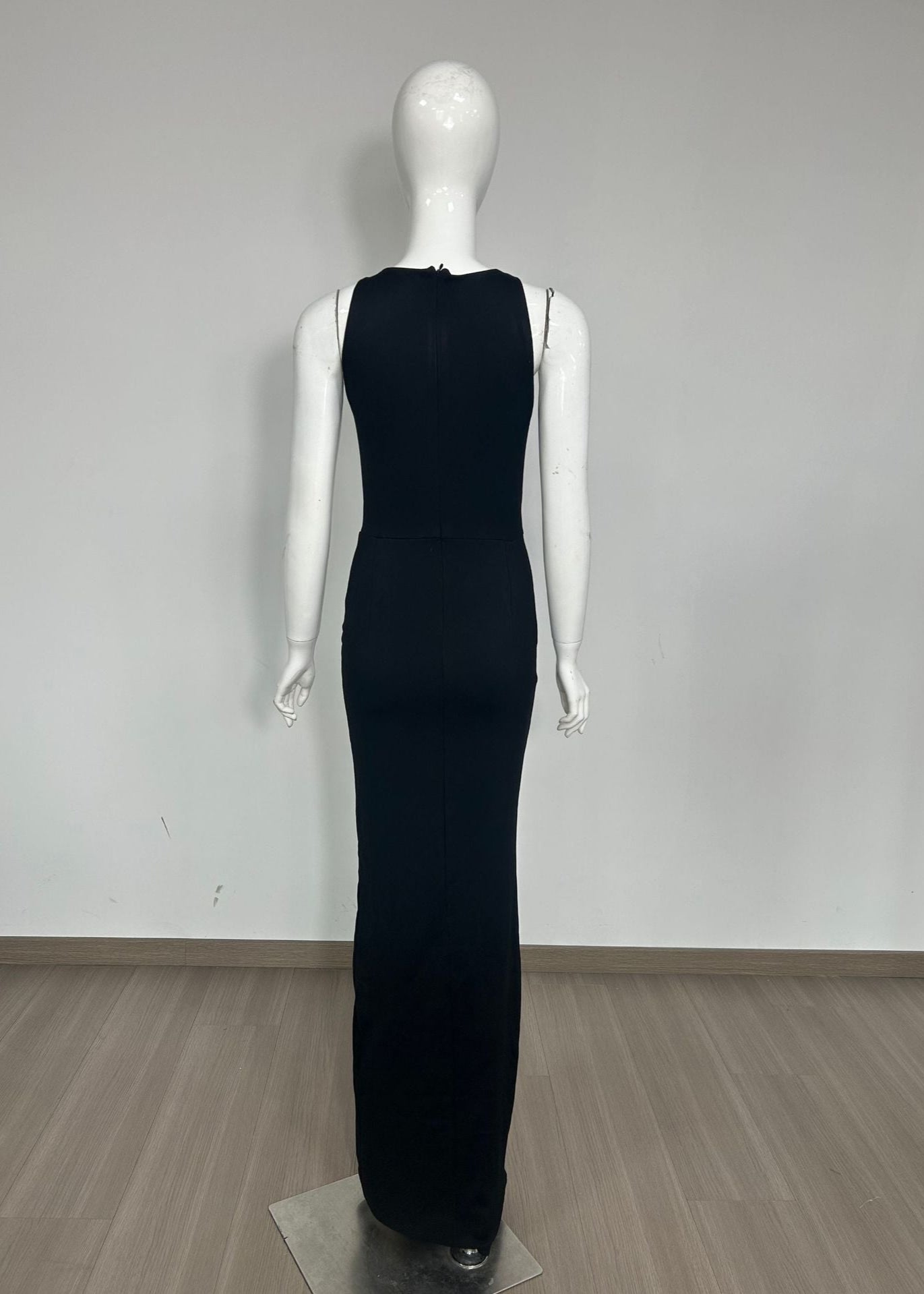 Kaleido Emerald Embellished Cutout Sleeveless Maxi Dress In Black