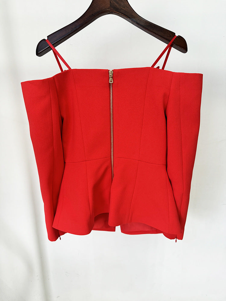 Asbury Long Sleeve Blazer In Red