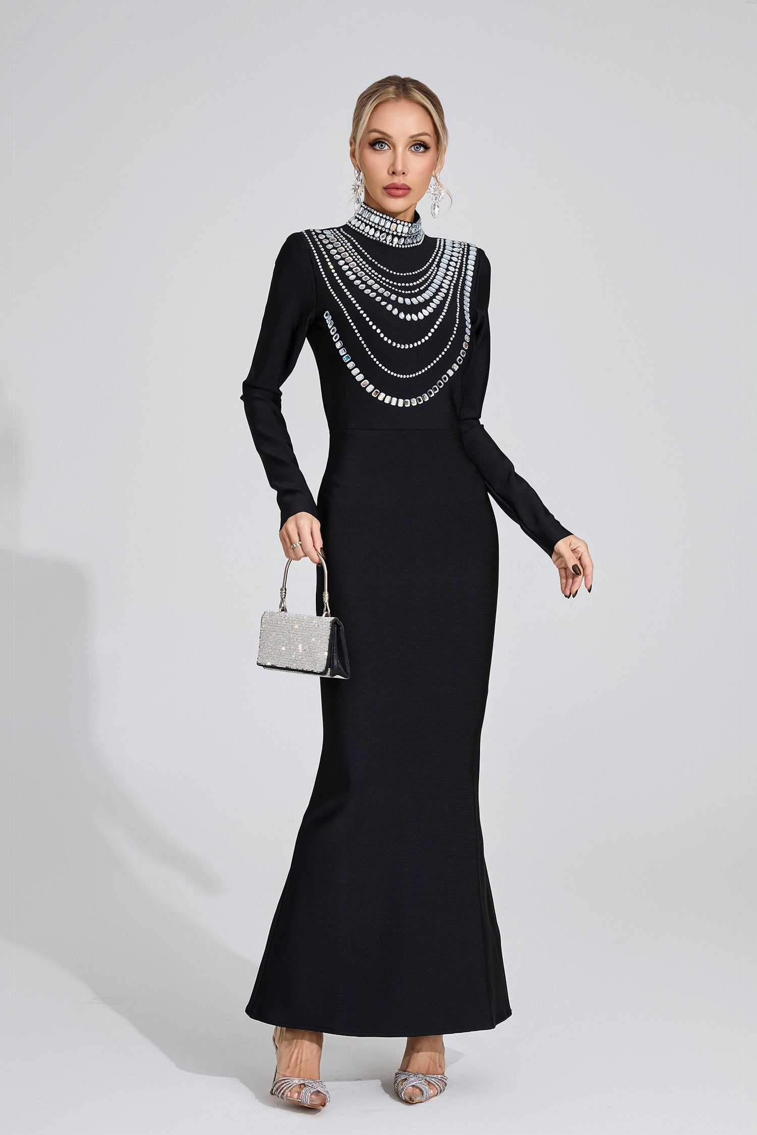 diamonds dress maxi Black Slimming Maxi Dress: Diamond Hot Trendy Cutout V-Neck Black / XS