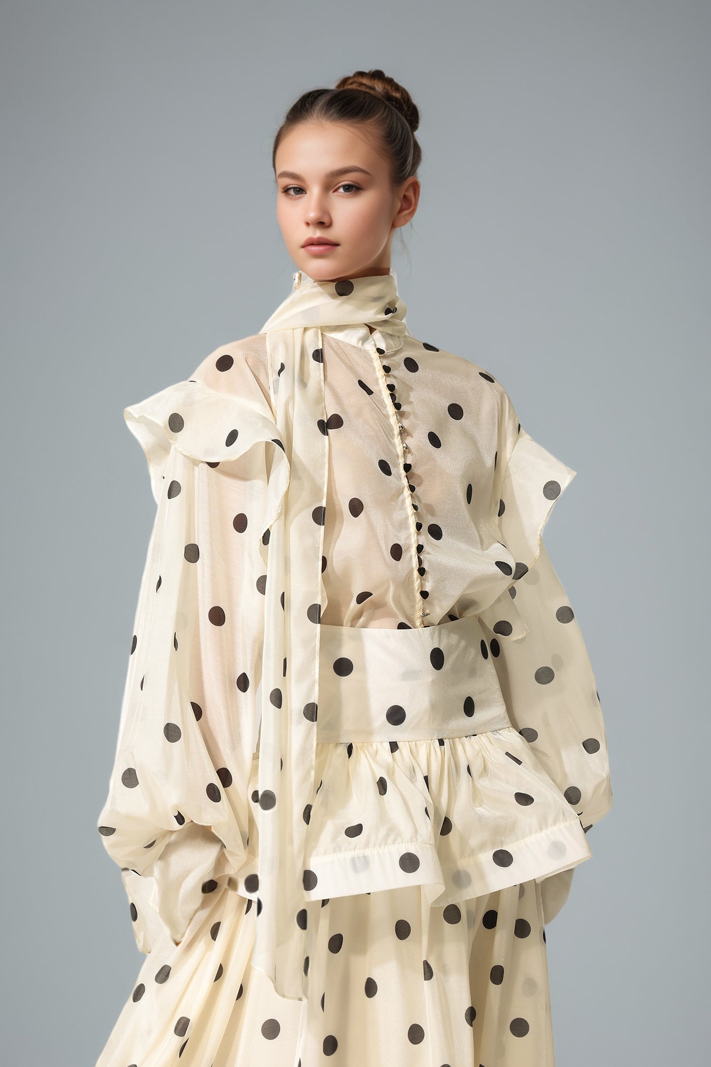 Lexelle Polka Dot Set In Apricot