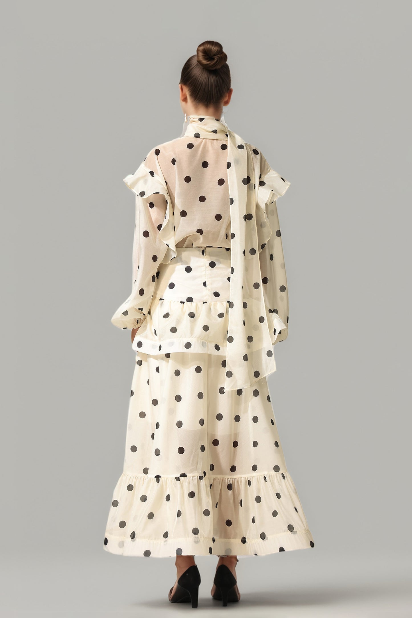 Lexelle Polka Dot Set In Apricot
