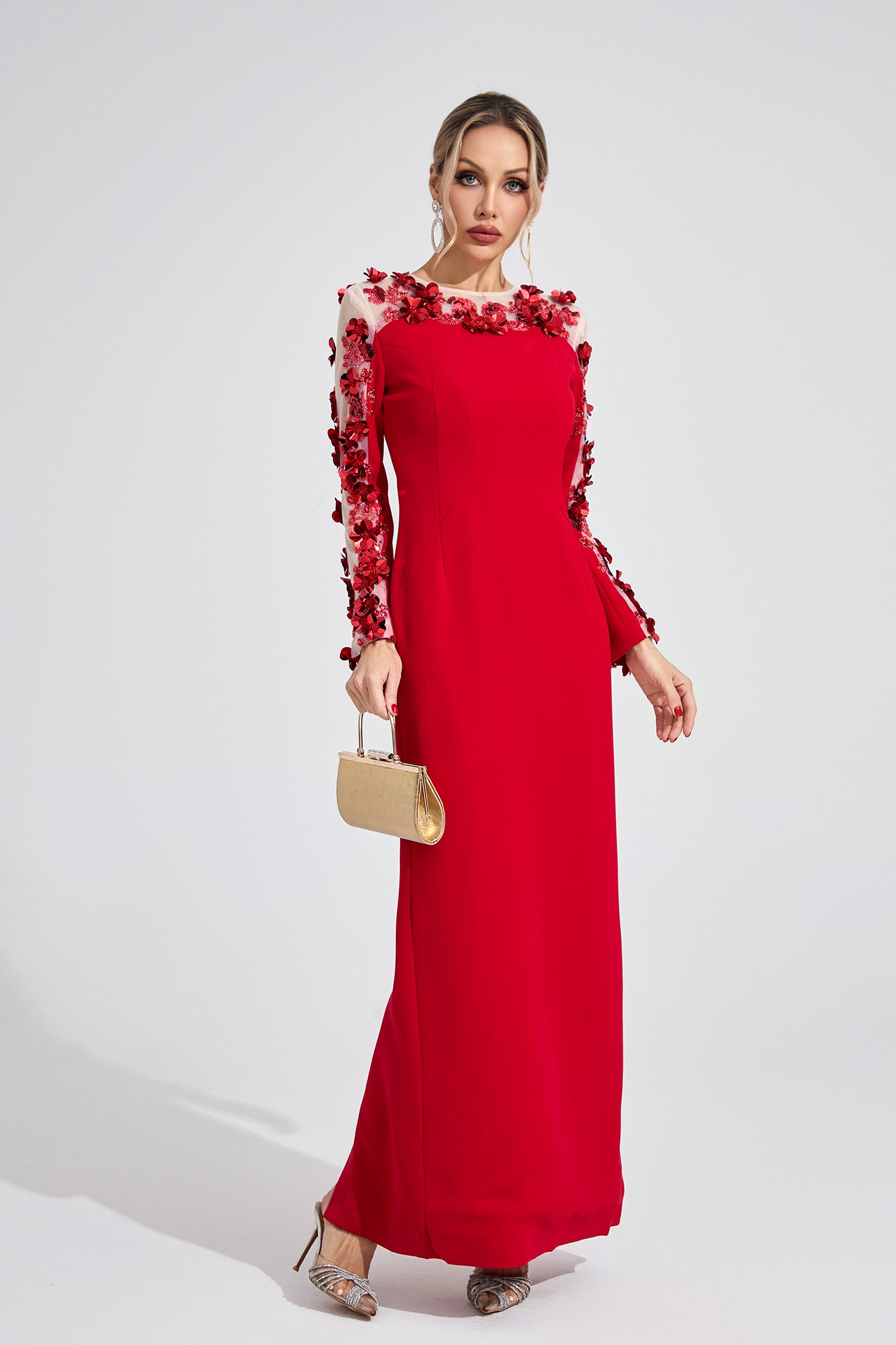 3d floral maxi dress Corthiel Red – Night Novas Size medium measures 52.5 Size:4XL 20-20.5 ( 38/39) attr:cutout Modely Green Maxi Dress