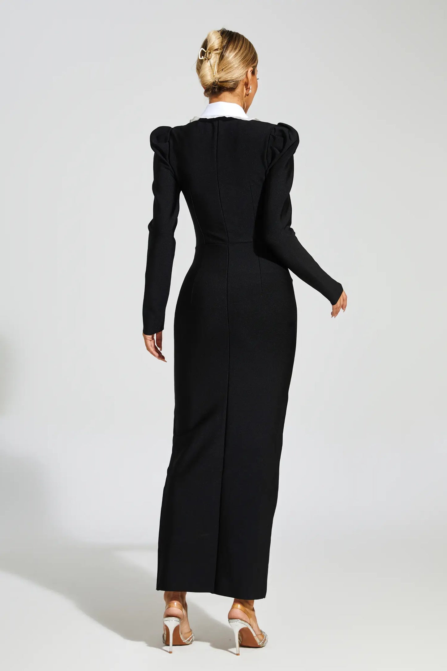 Arta Slit Long Sleeves Bandage Dress In Black