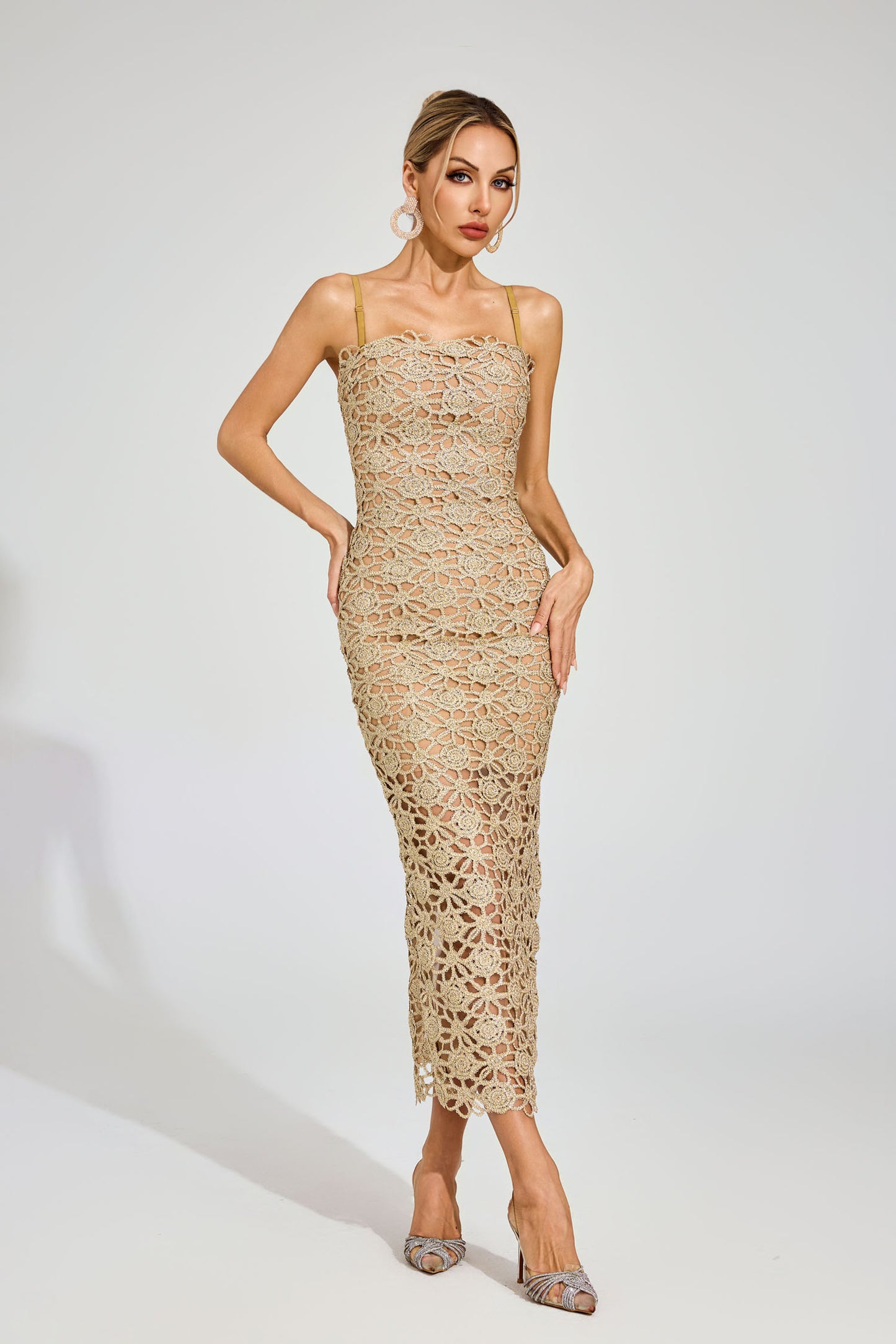 Evyra Slip Maxi Dress In Champagne