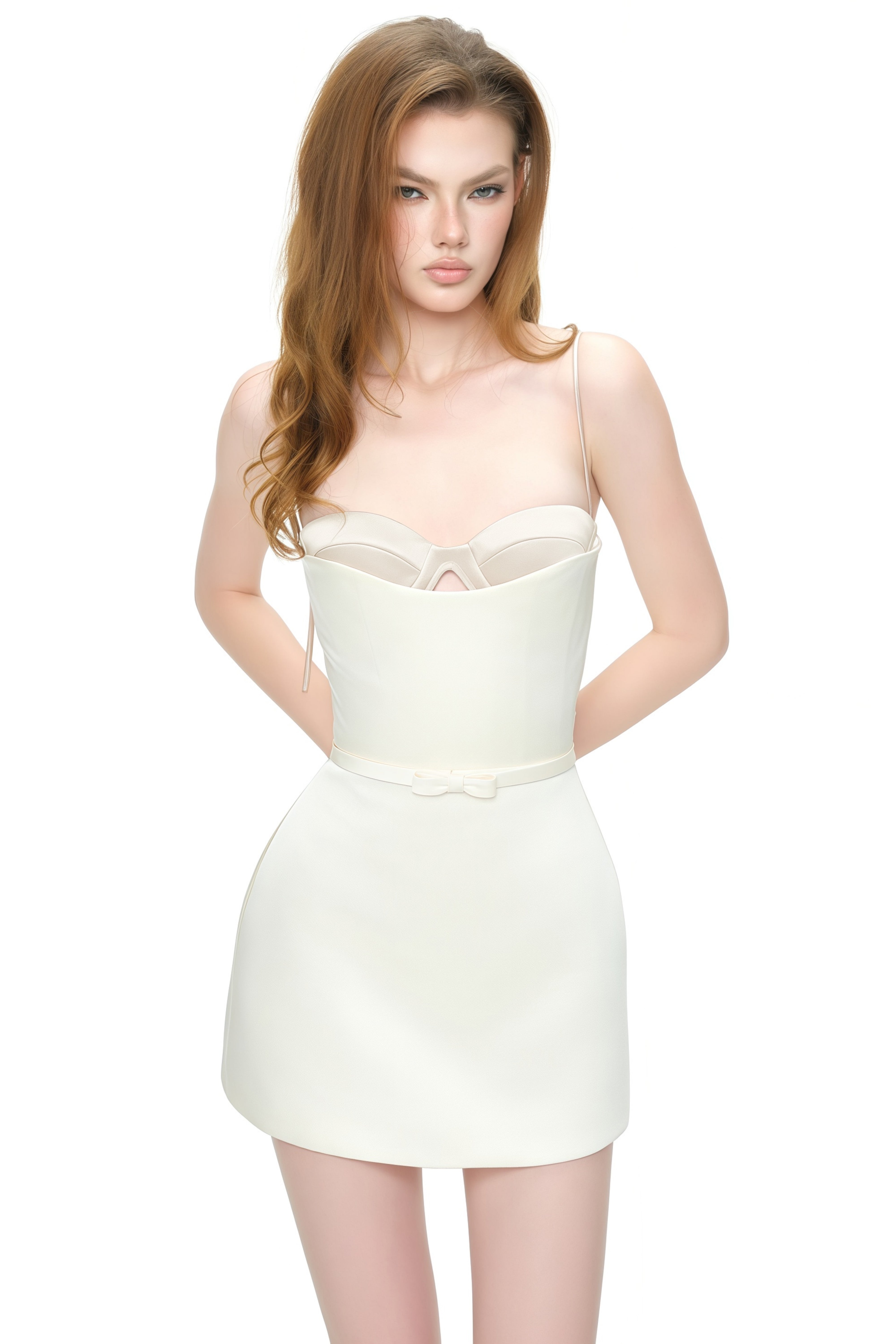 cream color short dress Chantell Cream Mini Dress - US 18