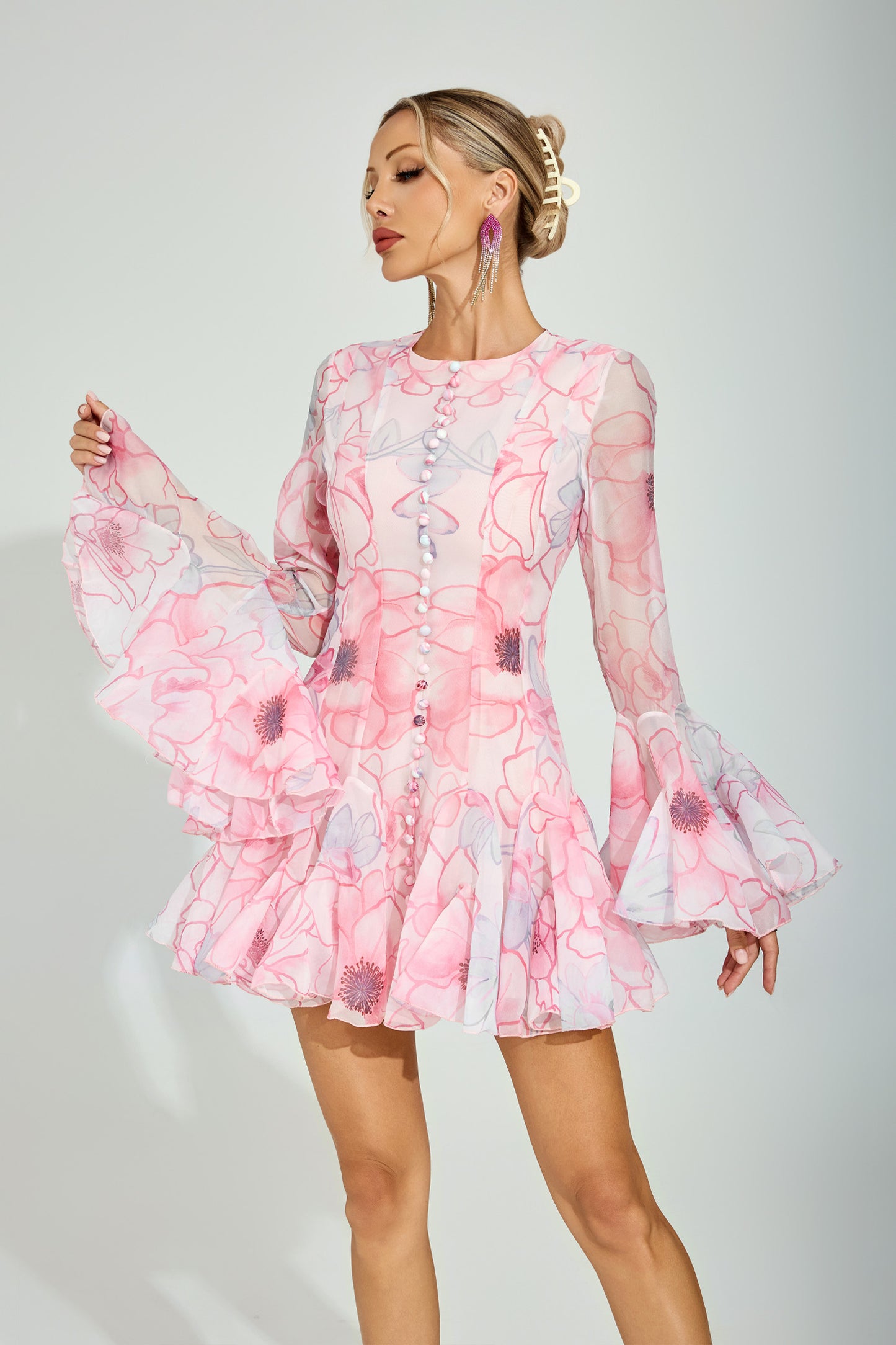 Daelyr Floral Mini Dress In Pink