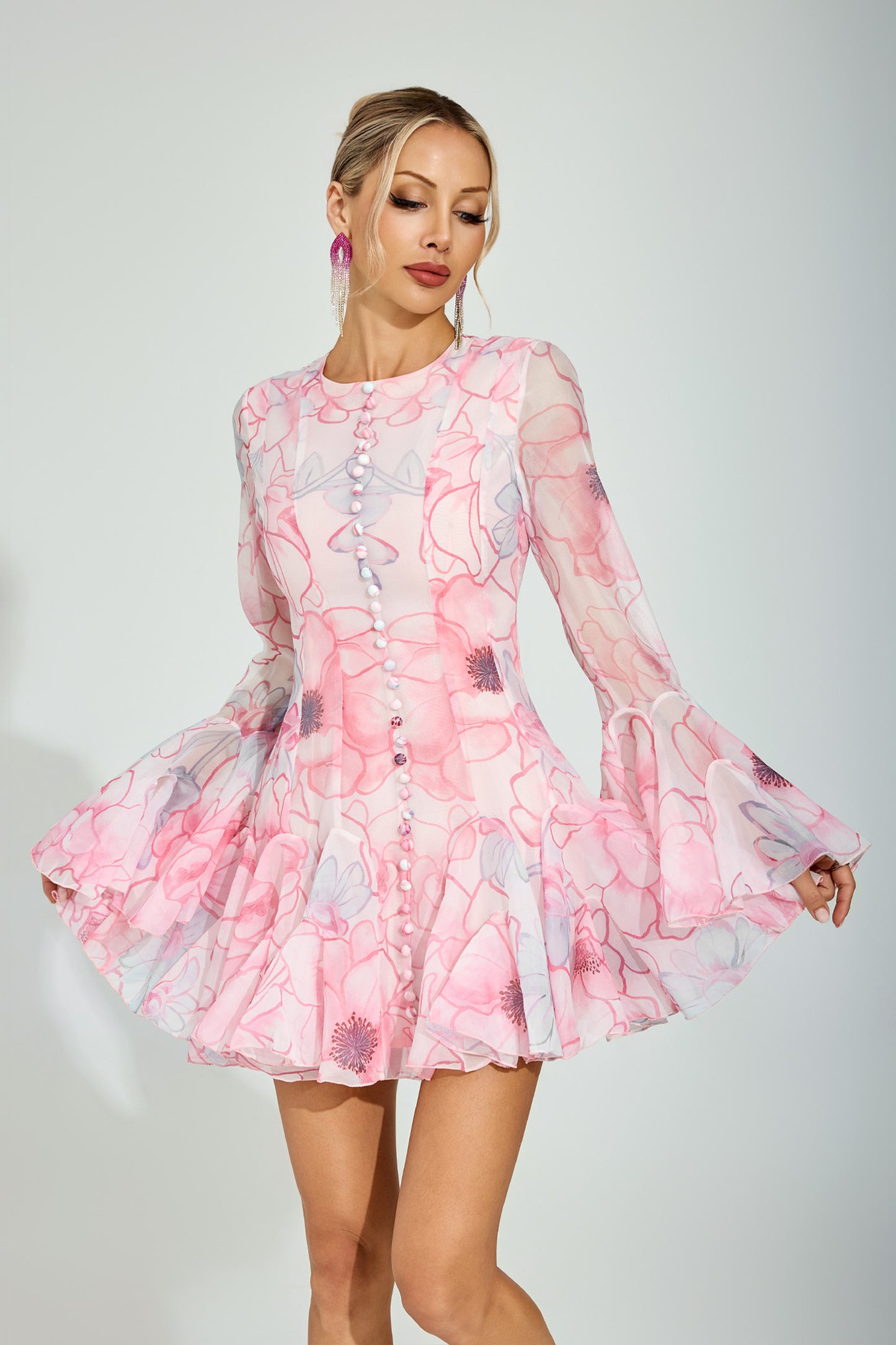 Daelyr Floral Mini Dress In Pink