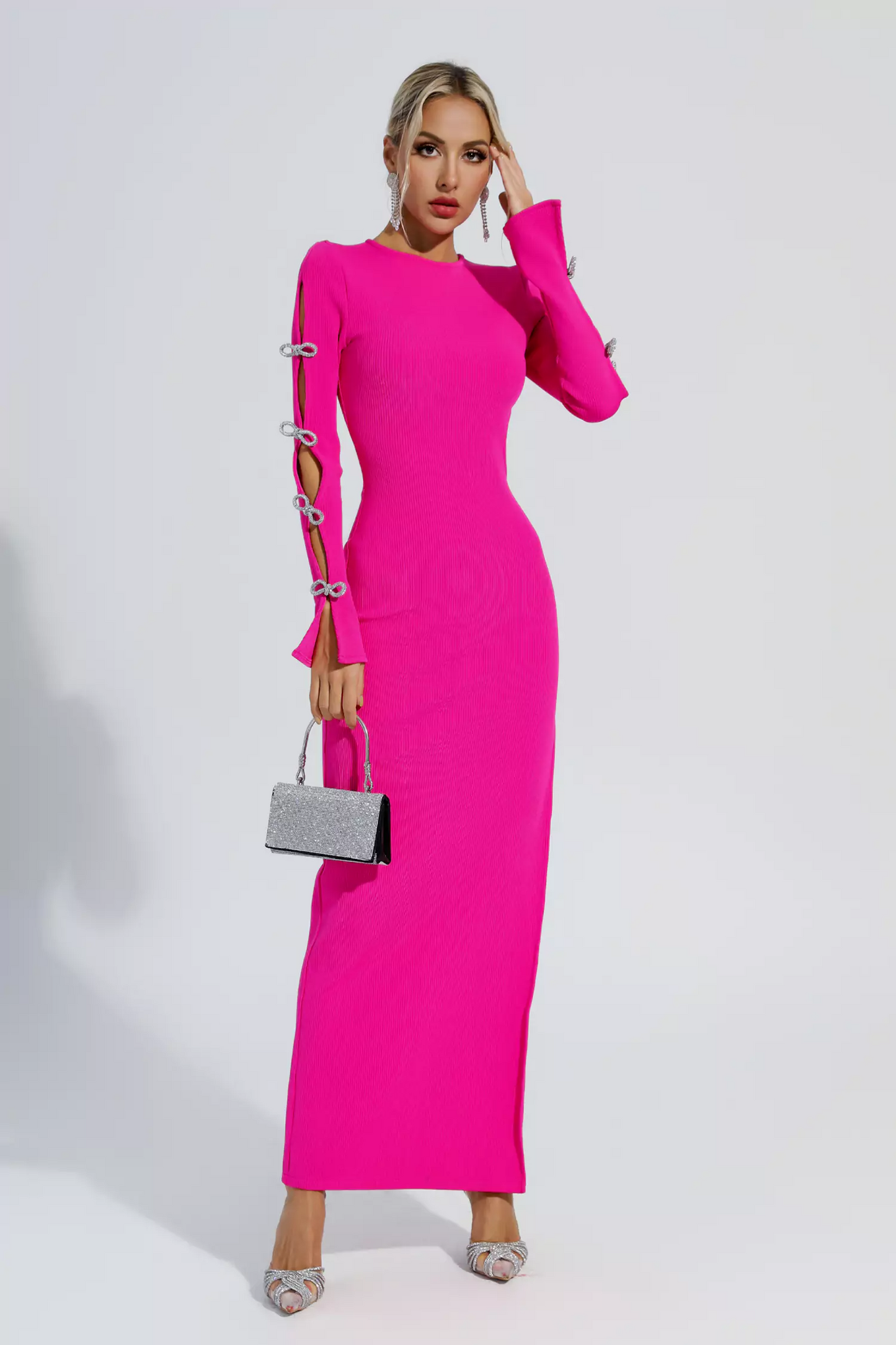 Emory Bandage Cutout Maxi Dress In Pink