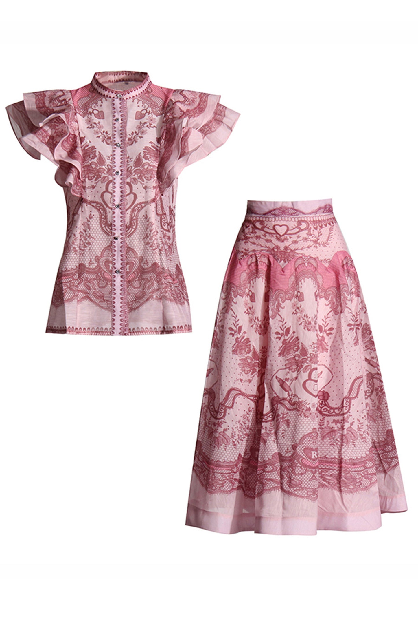 Brysta Flower Printed Set In Pink