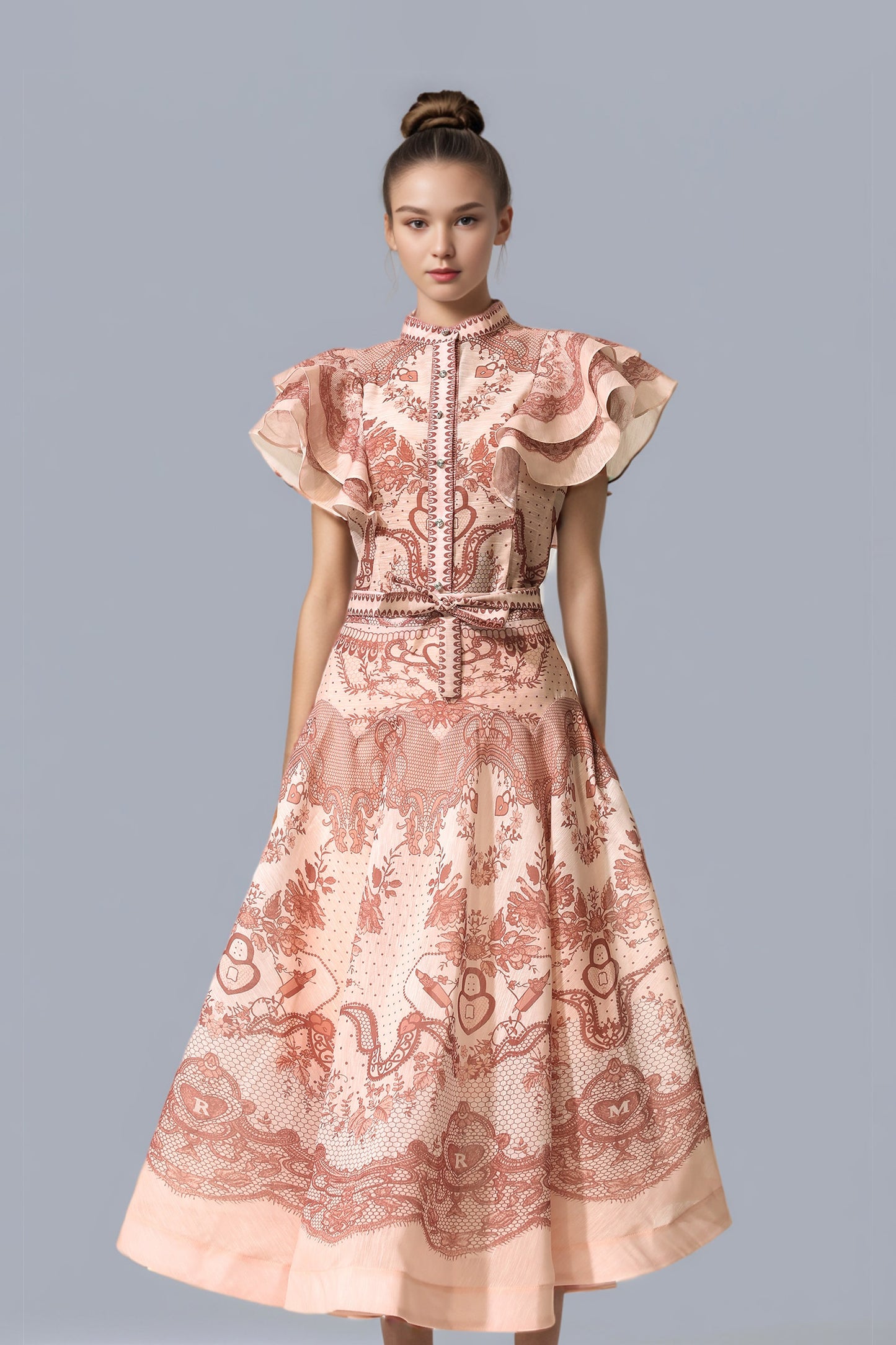 Brysta Flower Printed Set In Pink