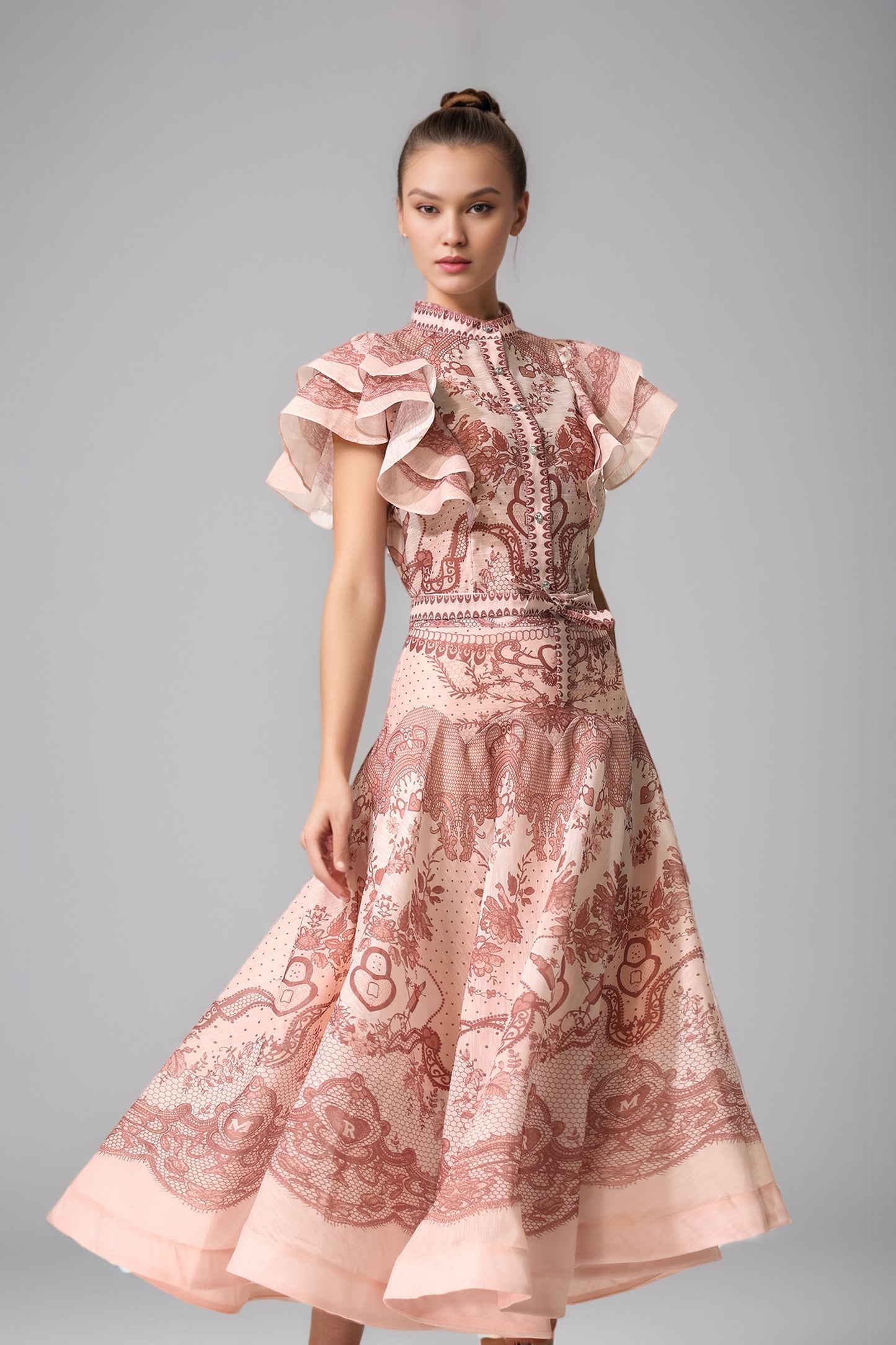 Brysta Flower Printed Set In Pink