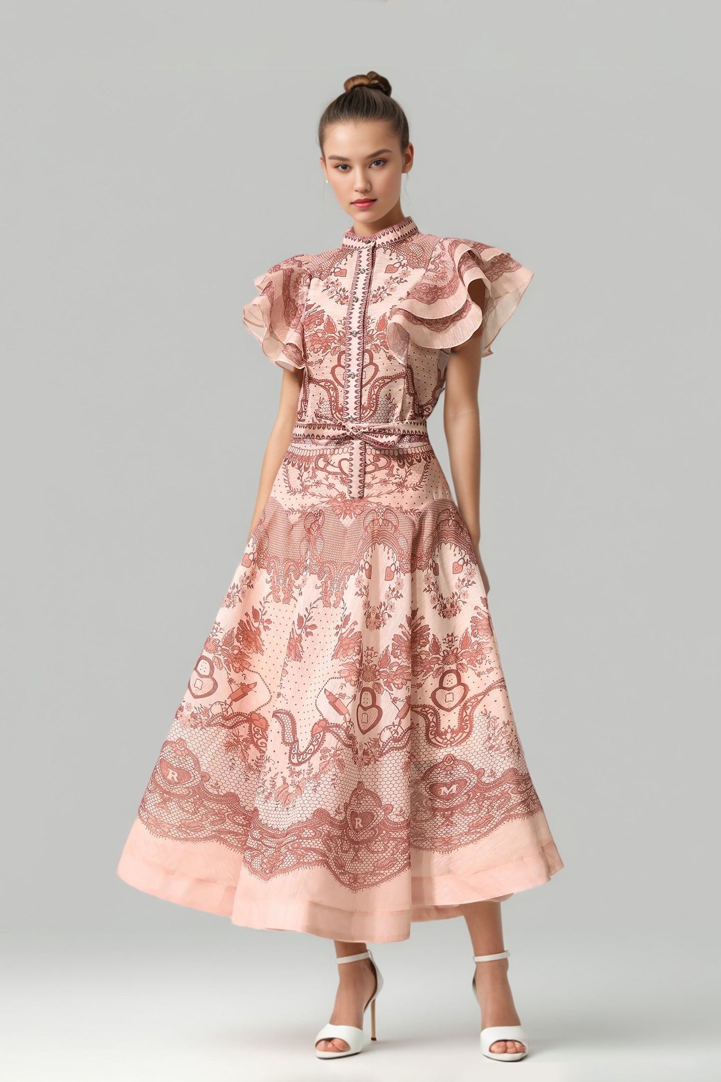 Brysta Flower Printed Set In Pink