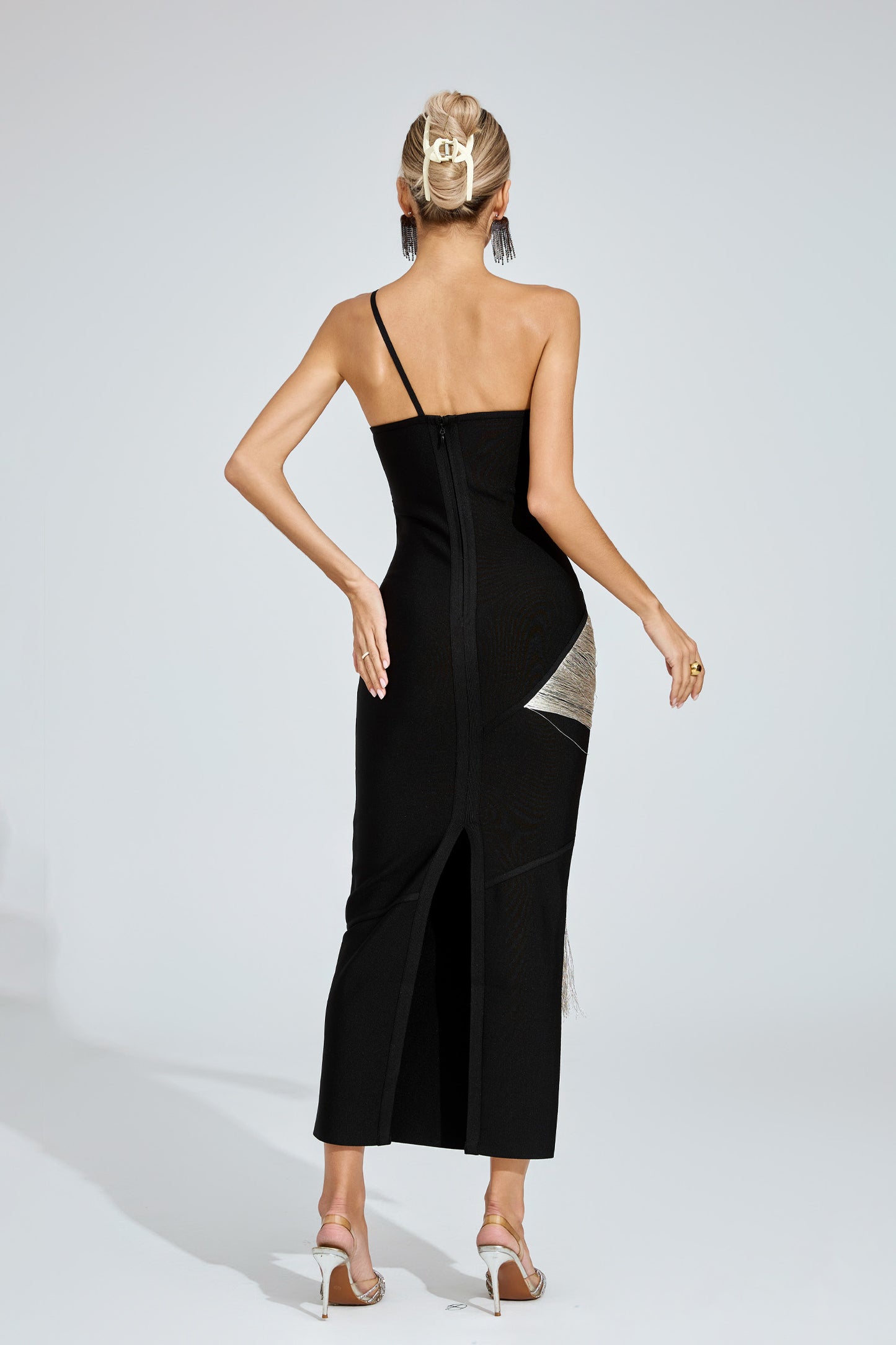 Saphira One Shoulder Bandage Maxi Dress In Black