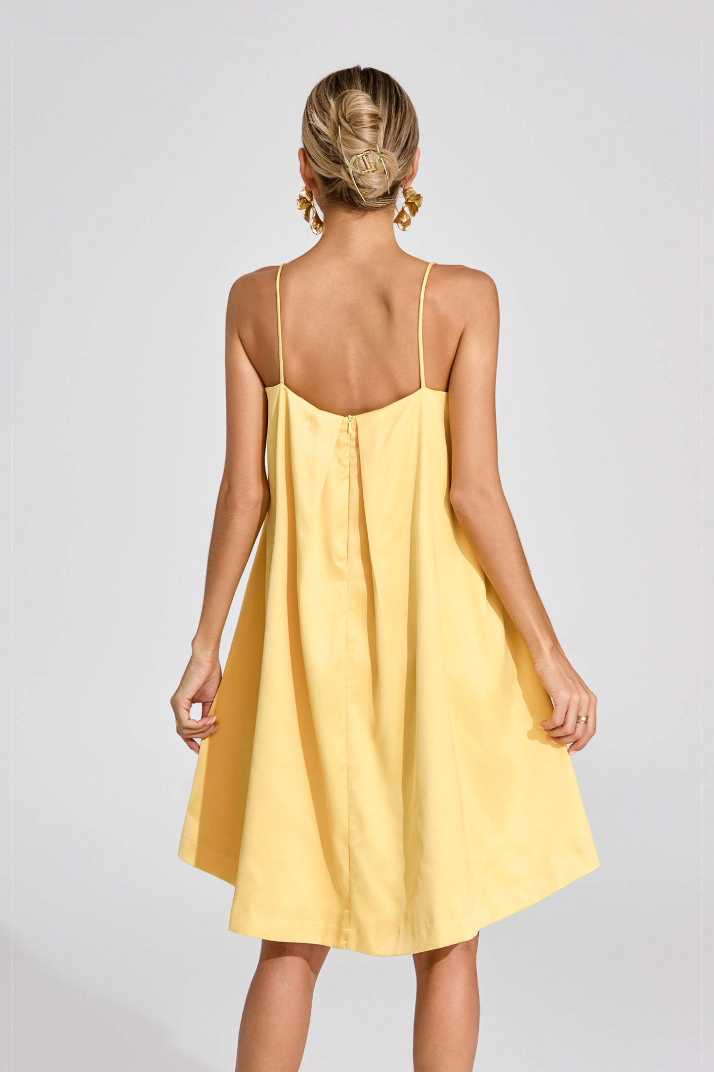 Dorbin Embroidered Slip Mini Dress In Yellow