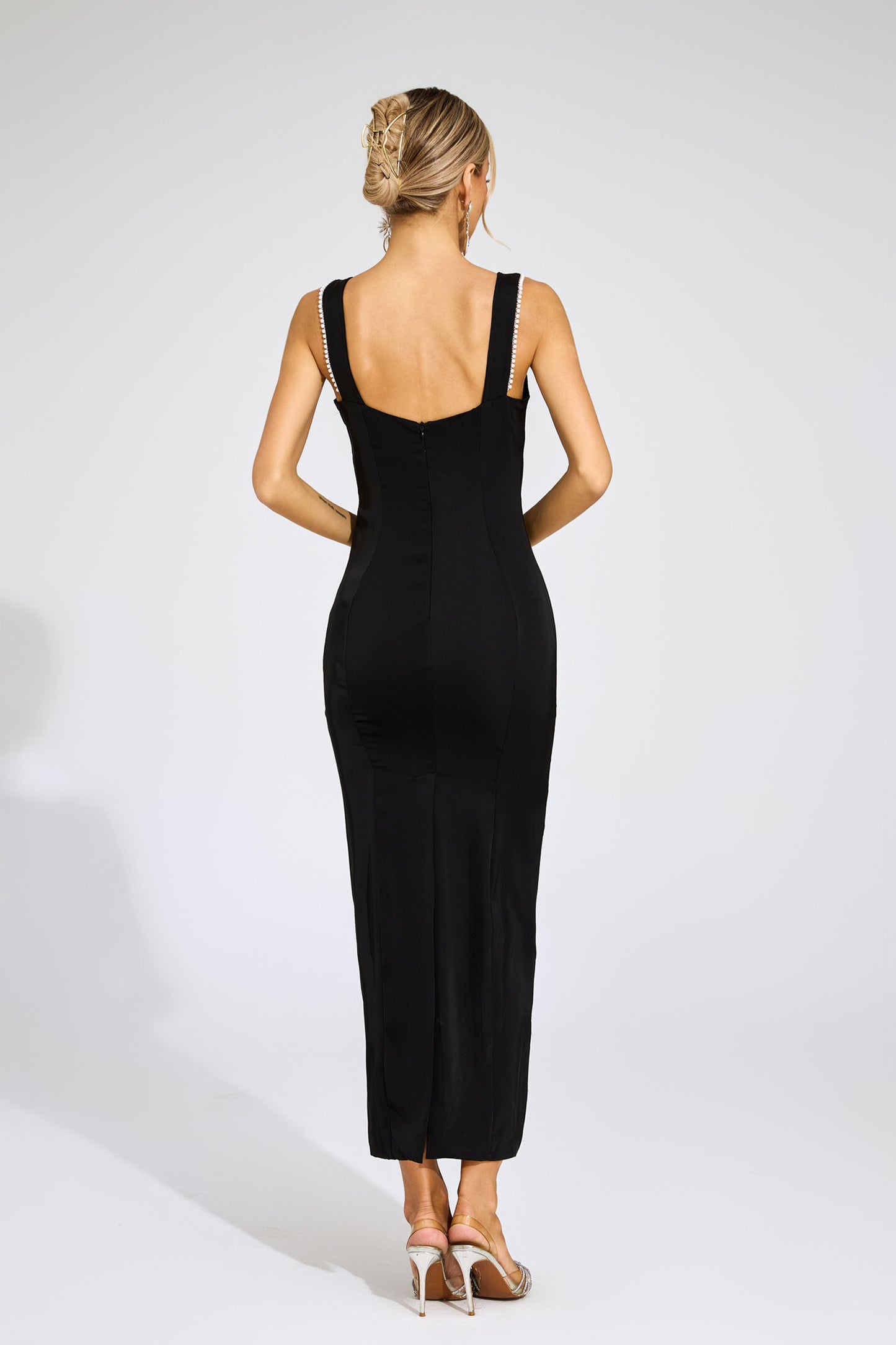 Carrolyn Black Pearls Maxi Dress