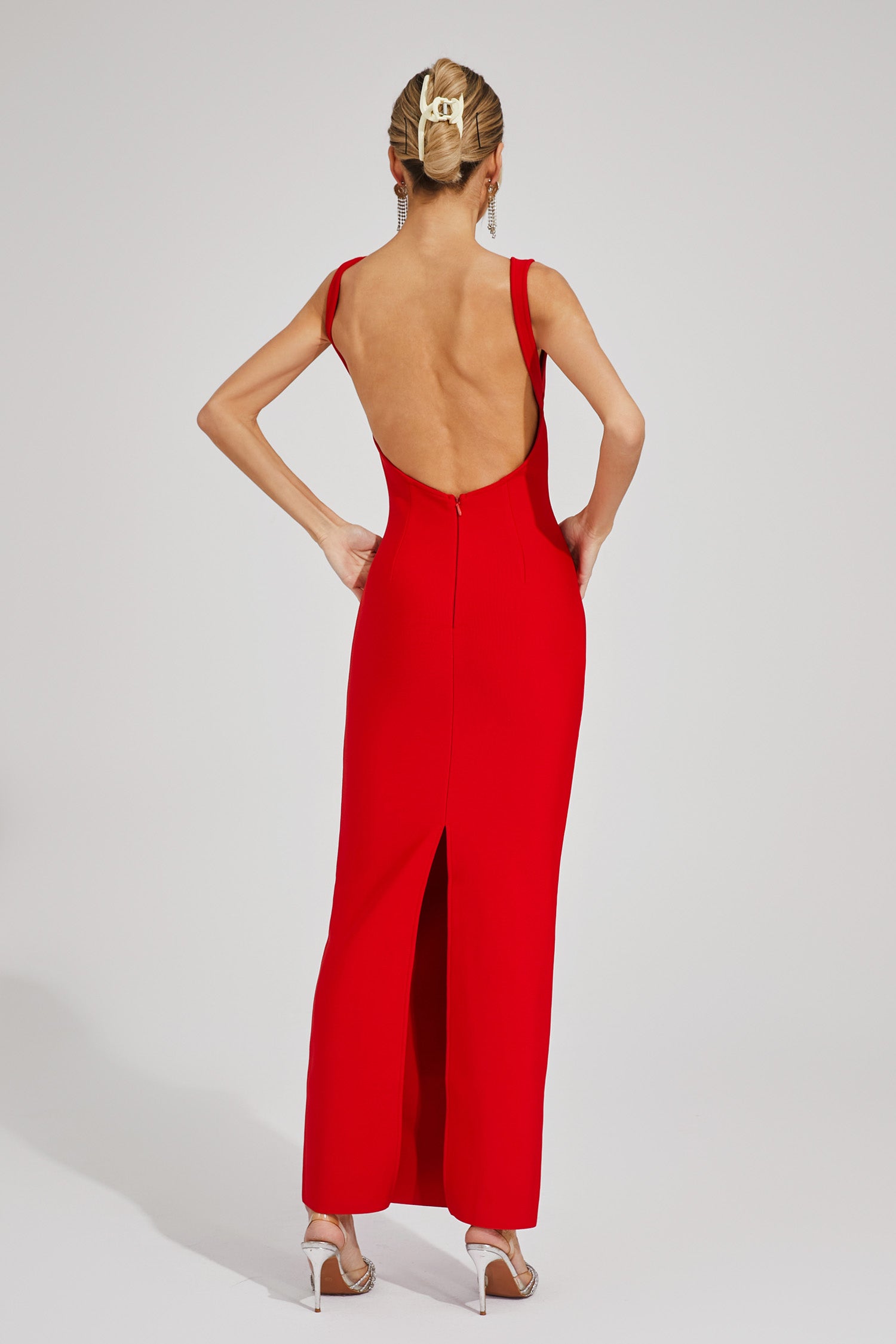 Pepita Backless V-neck Bandage Maxi Dress In Red Night Novas Pepita Backless V-neck Bandage Maxi Dress In Red Night Novas